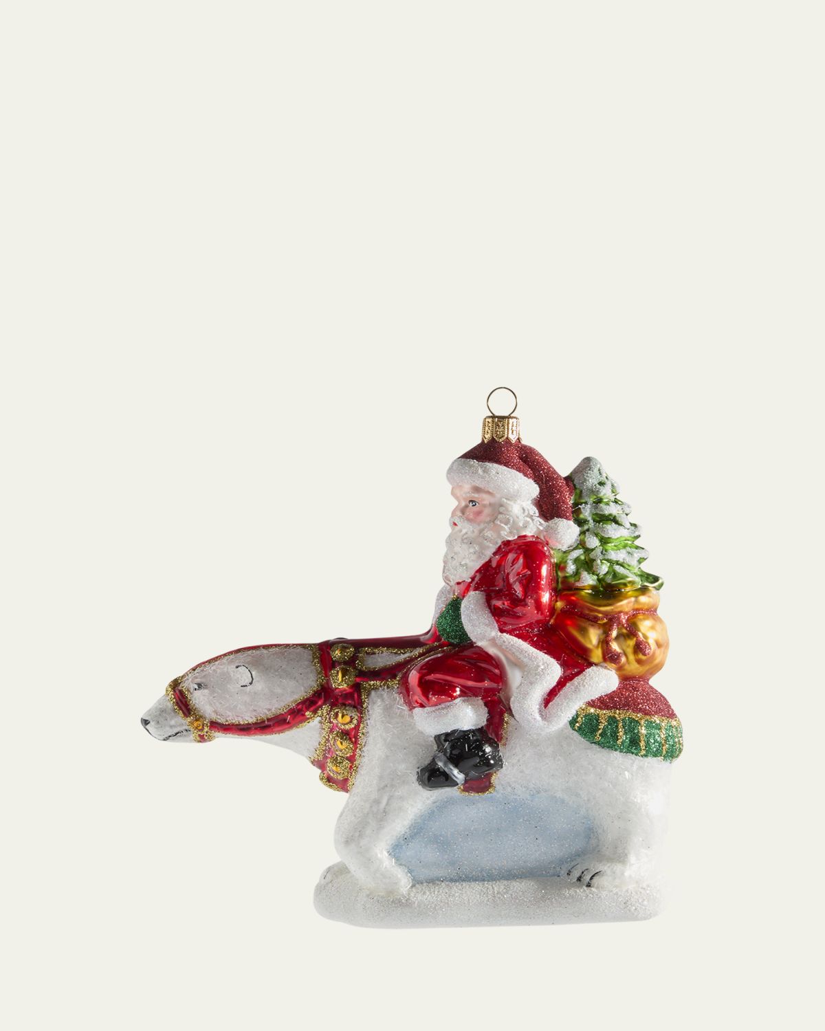 Bergdorf Goodman Santa Riding Polar Bear Christmas Ornament