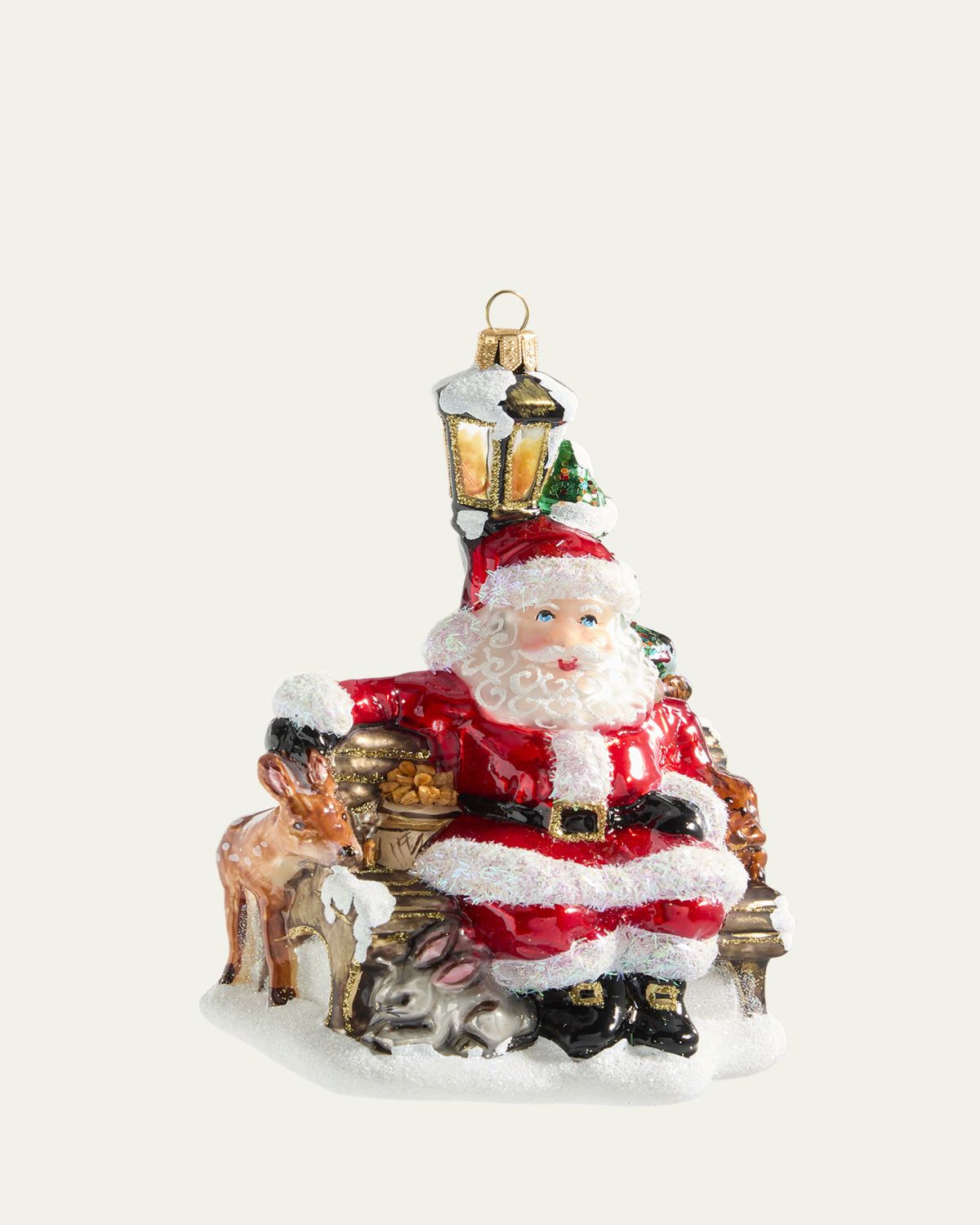 Bergdorf Goodman Santa with Forest Animals Christmas Ornament