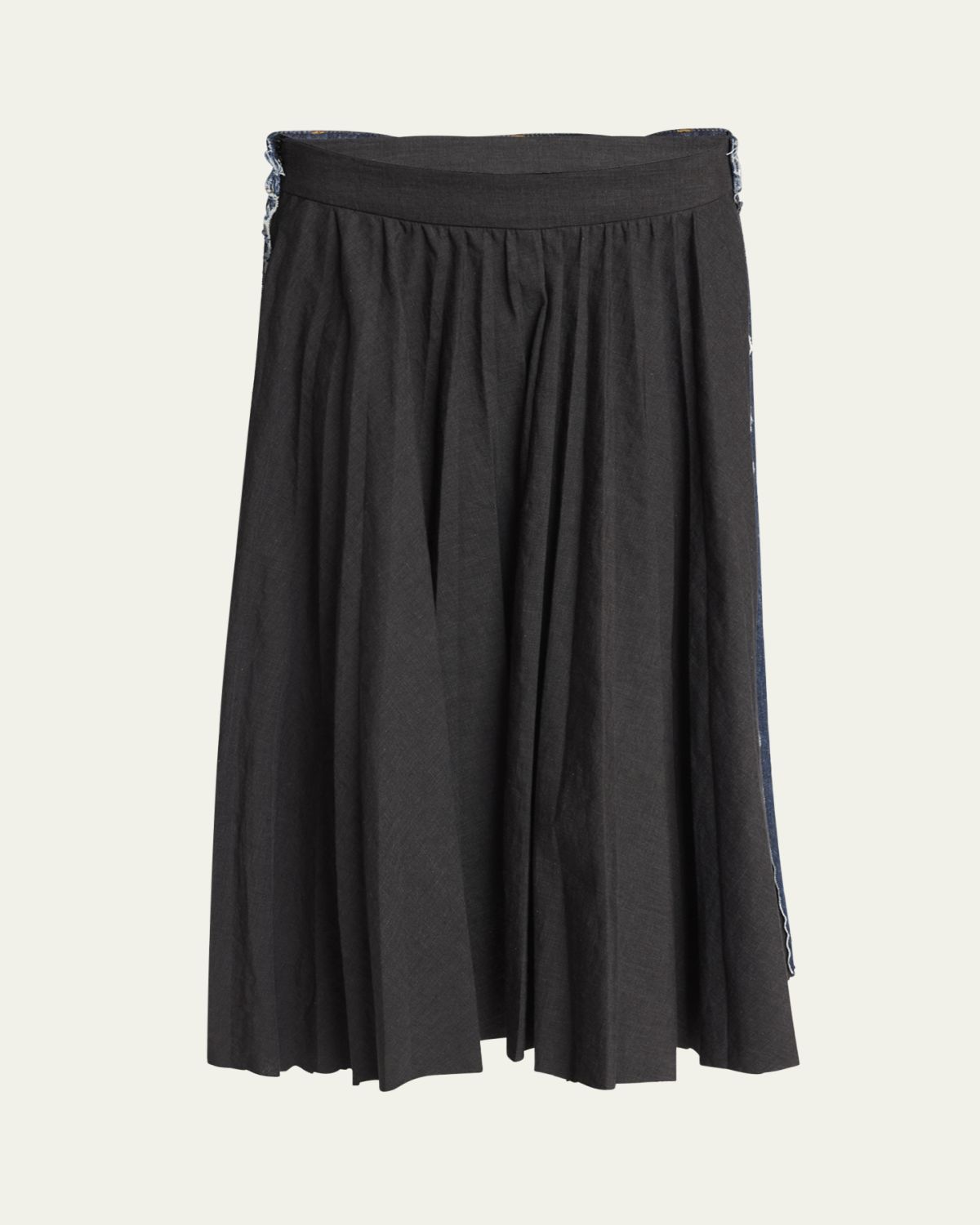 Balenciaga Hybrid Pleated Denim Midi Skirt