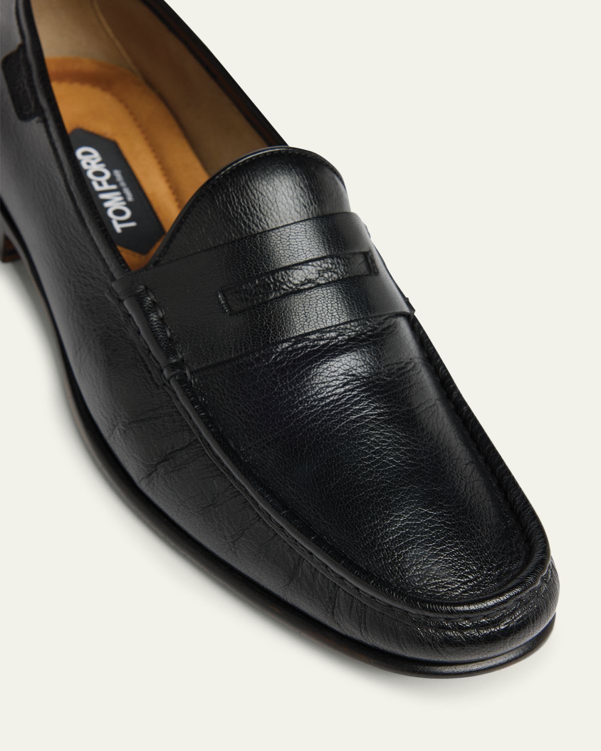 TOM FORD Men's York Grained Leather Penny Loafers | Thumbnail 5