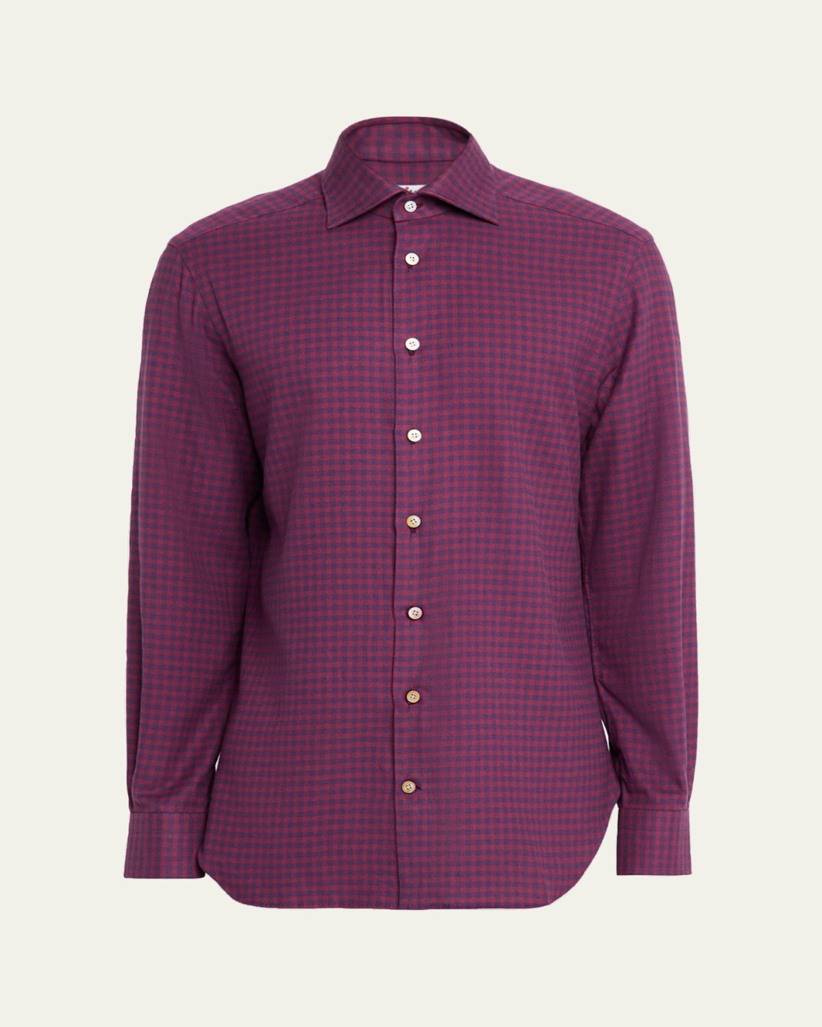 Kiton Men's Gingham Cotton Sport Shirt | Thumbnail 6 Kiton Men's Gingham Cotton Sport Shirt | Thumbnail 6