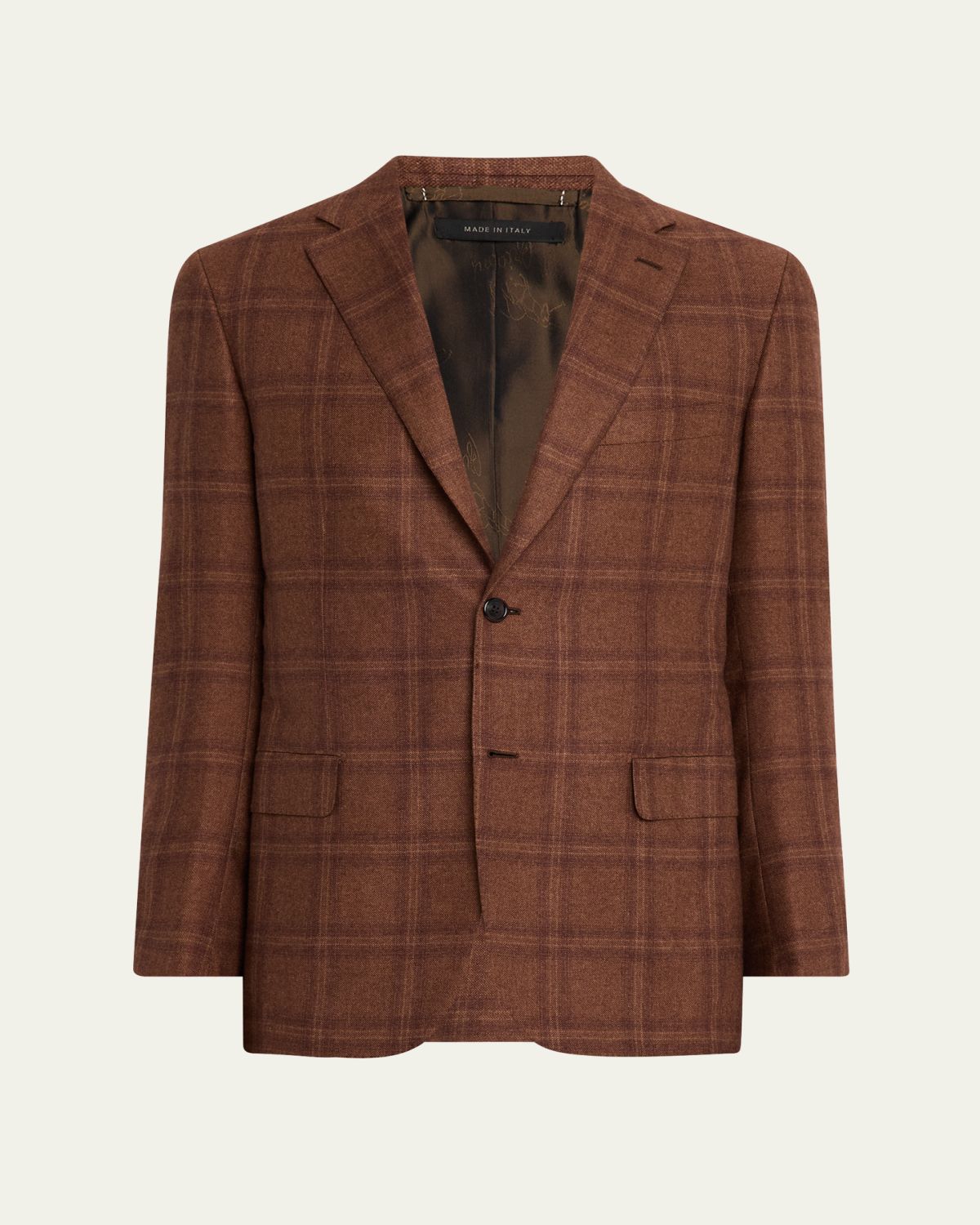 Brioni Men's Silk and Cashmere Tonal Plaid Sport Coat