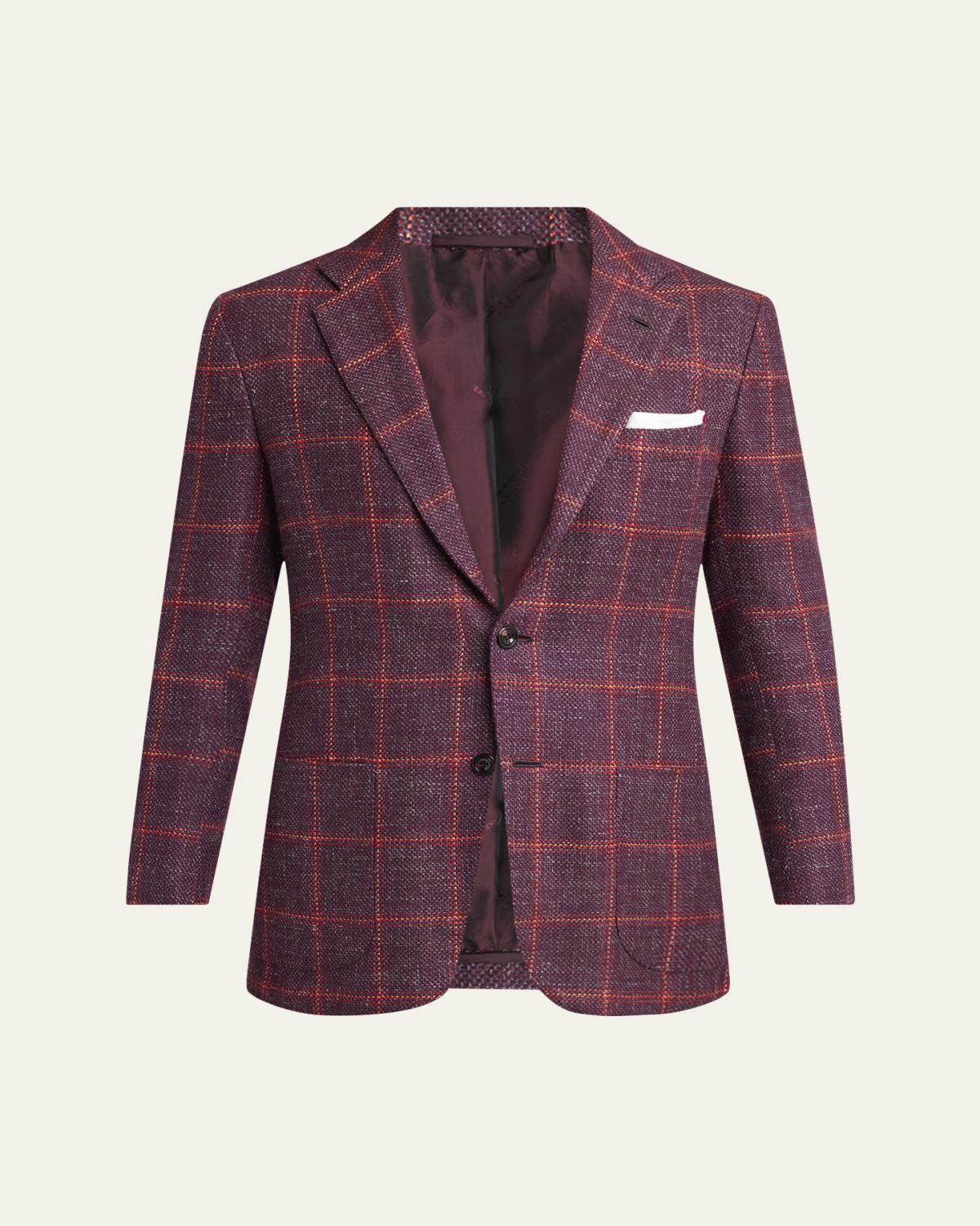 Kiton Men's Cashmere Blend Windowpane Two-Button Sport Coat