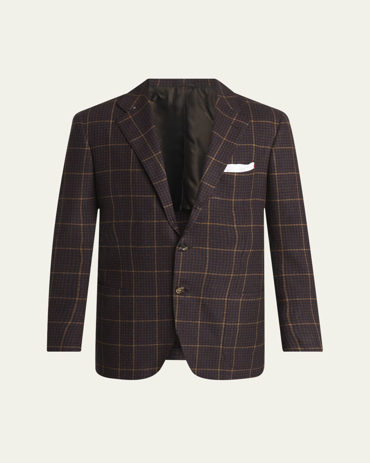 Kiton Men's Cashmere Windowpane Check Single-Breasted Sport Coat