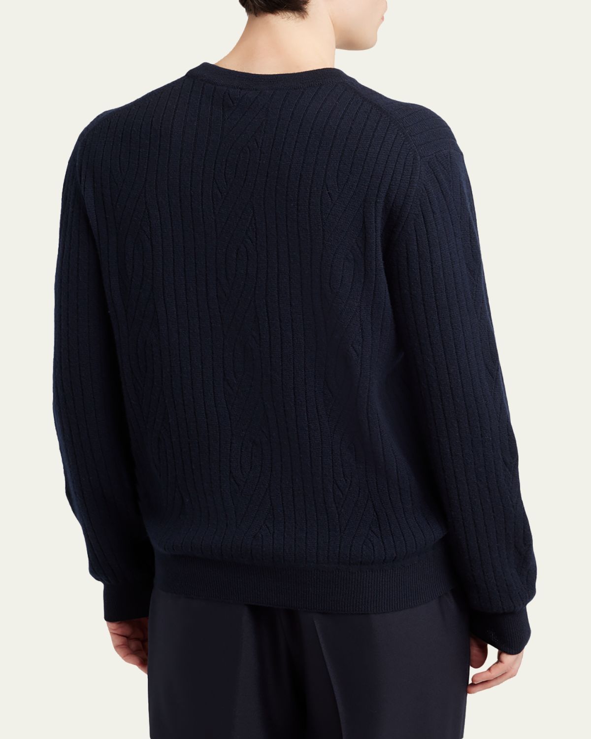 Brioni Men's Wool and Cashmere Cable Knit Crewneck Sweater | Thumbnail 7 Brioni Men's Wool and Cashmere Cable Knit Crewneck Sweater | Thumbnail 7
