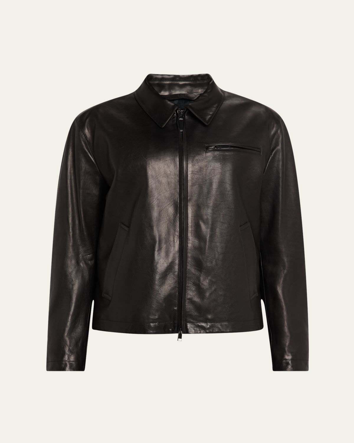 Brioni Men 's Leather Moto Jacket