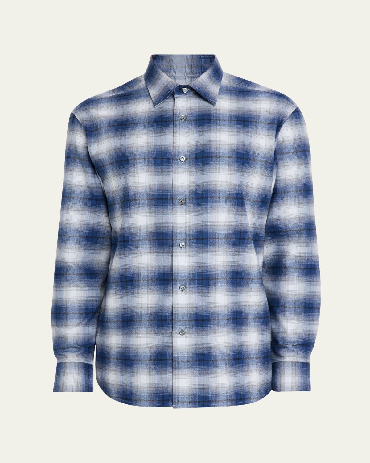 Brioni Men 's Cotton Flannel Check Sport Shirt