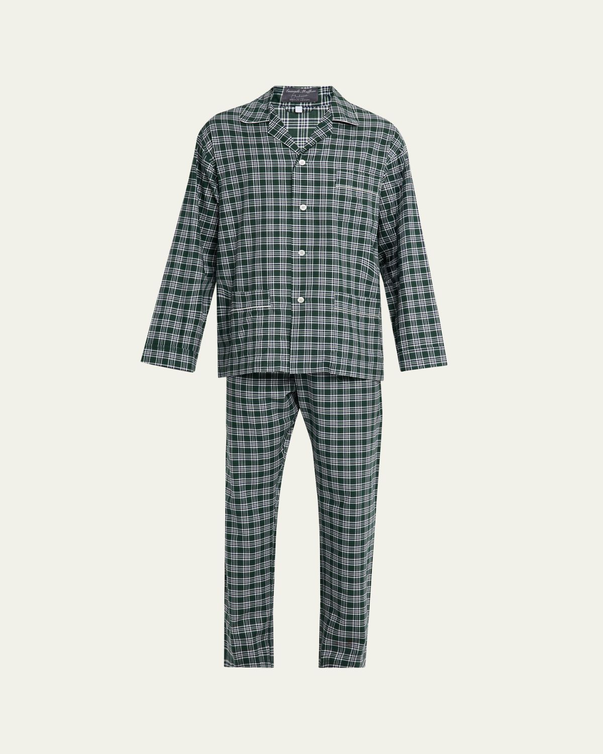 Emanuele Maffeis Men's Plaid Cotton Flannel Long Pajama Set
