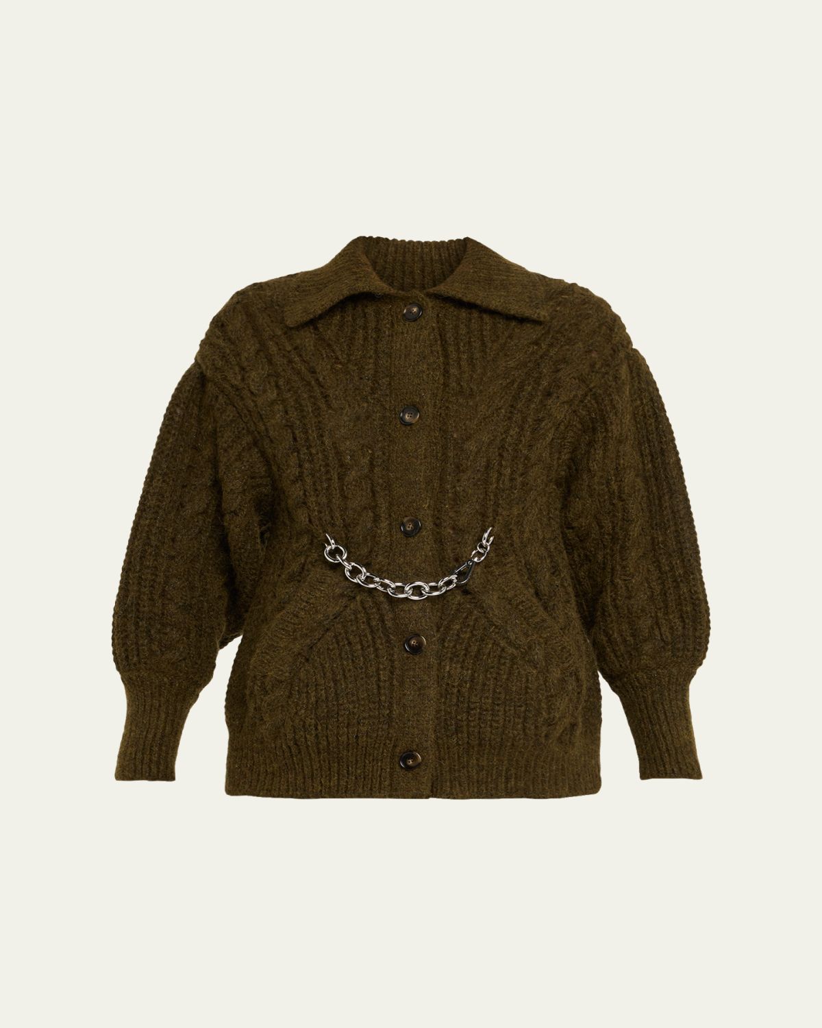 Simone Rocha Sculpted Collared Cardigan With Chain