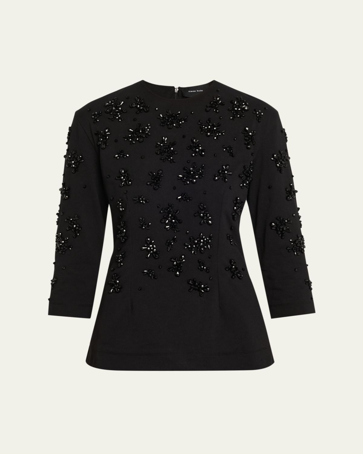 Simone Rocha Turbo Embellished 3/4-Sleeve Top