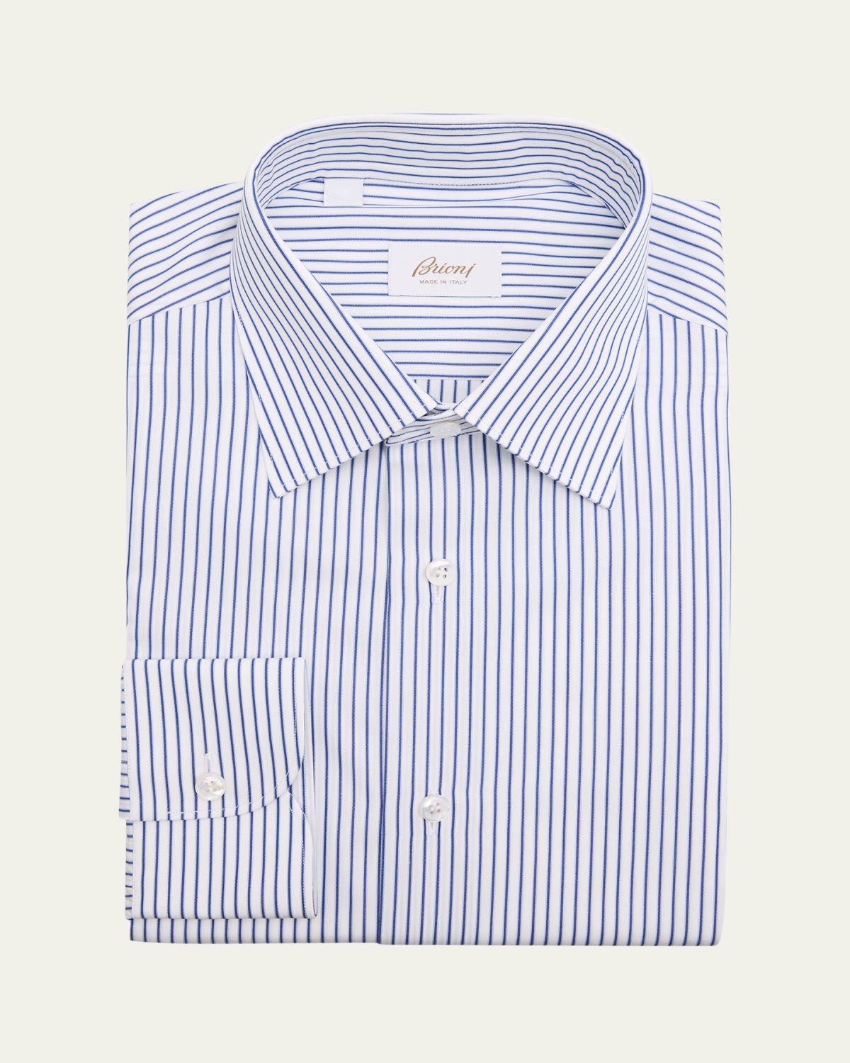 Brioni Men's Poplin Pinstripe Point-Collar Dress Shirt