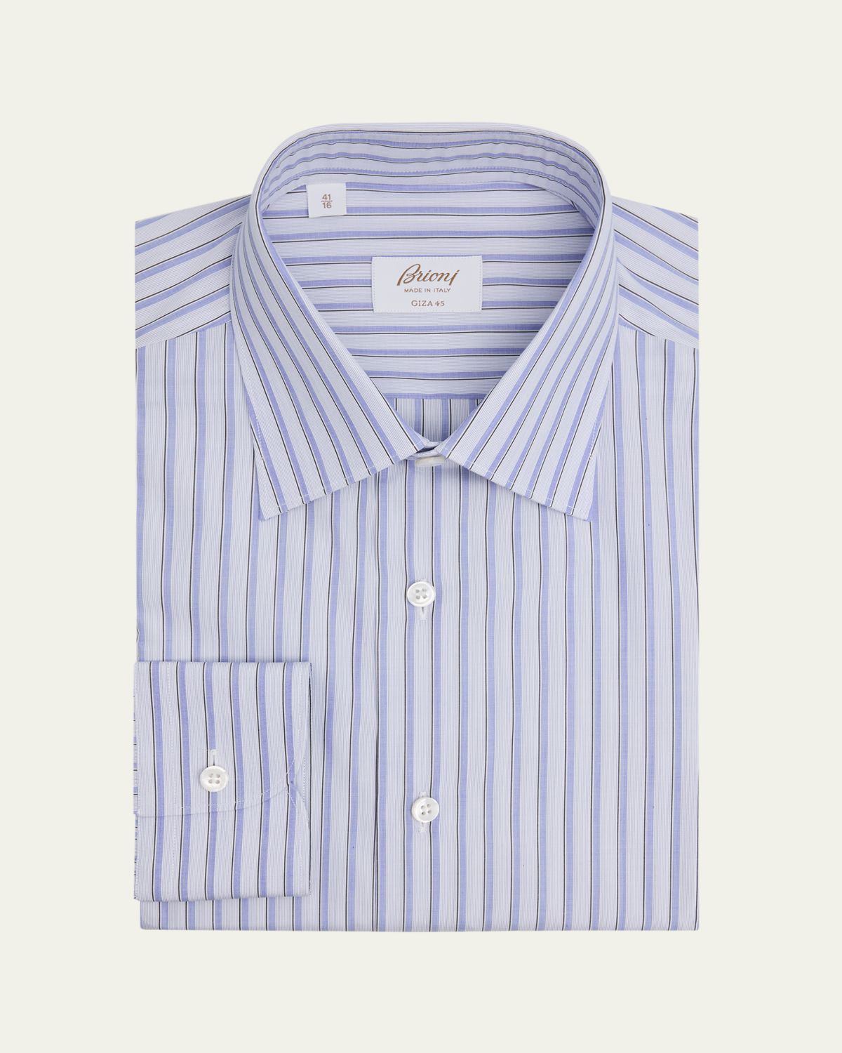 Brioni Men's Giza 45 Poplin Multi-Stripe Dress Shirt