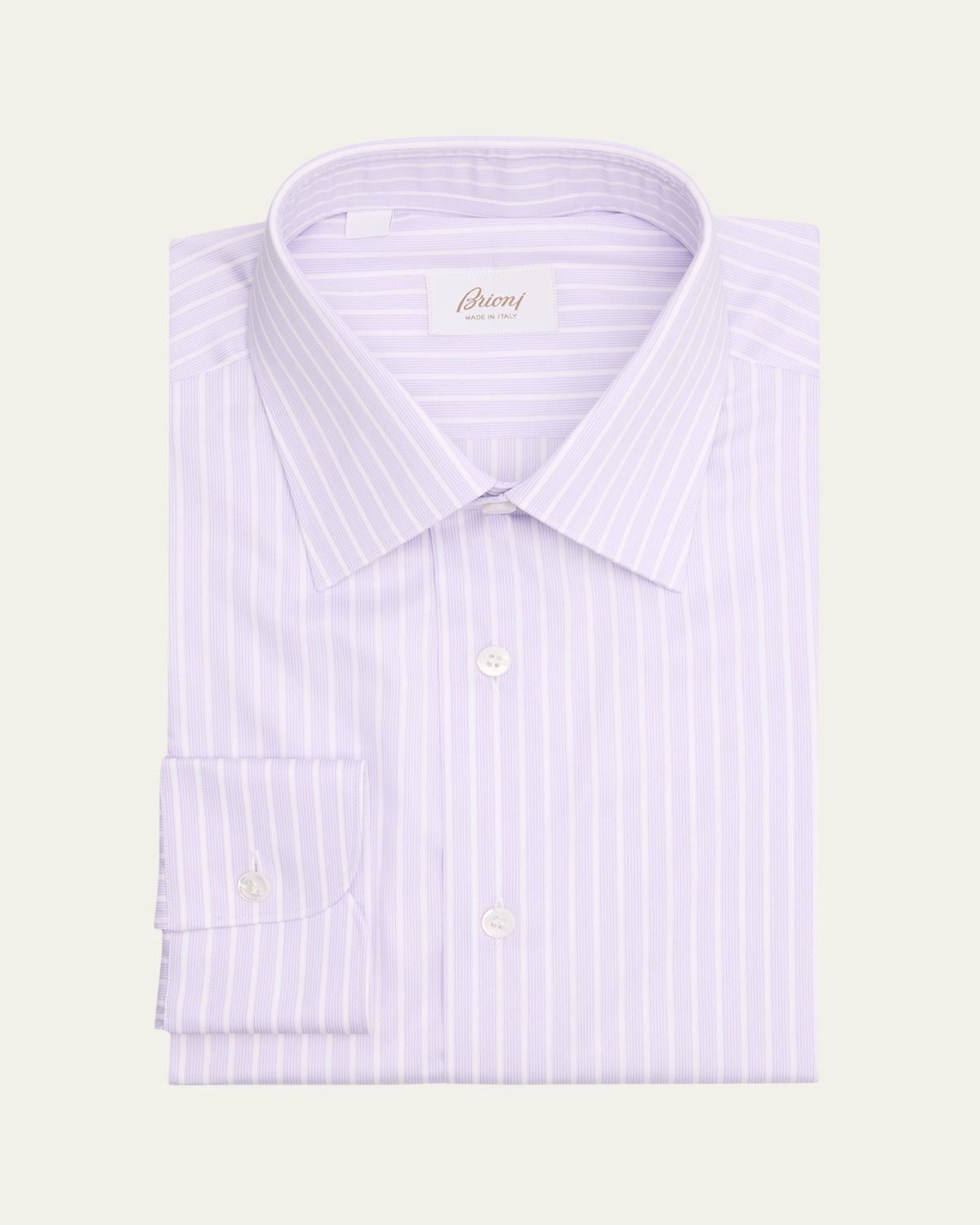 Brioni Men's Cotton Twill Multi-Stripe Dress Shirt
