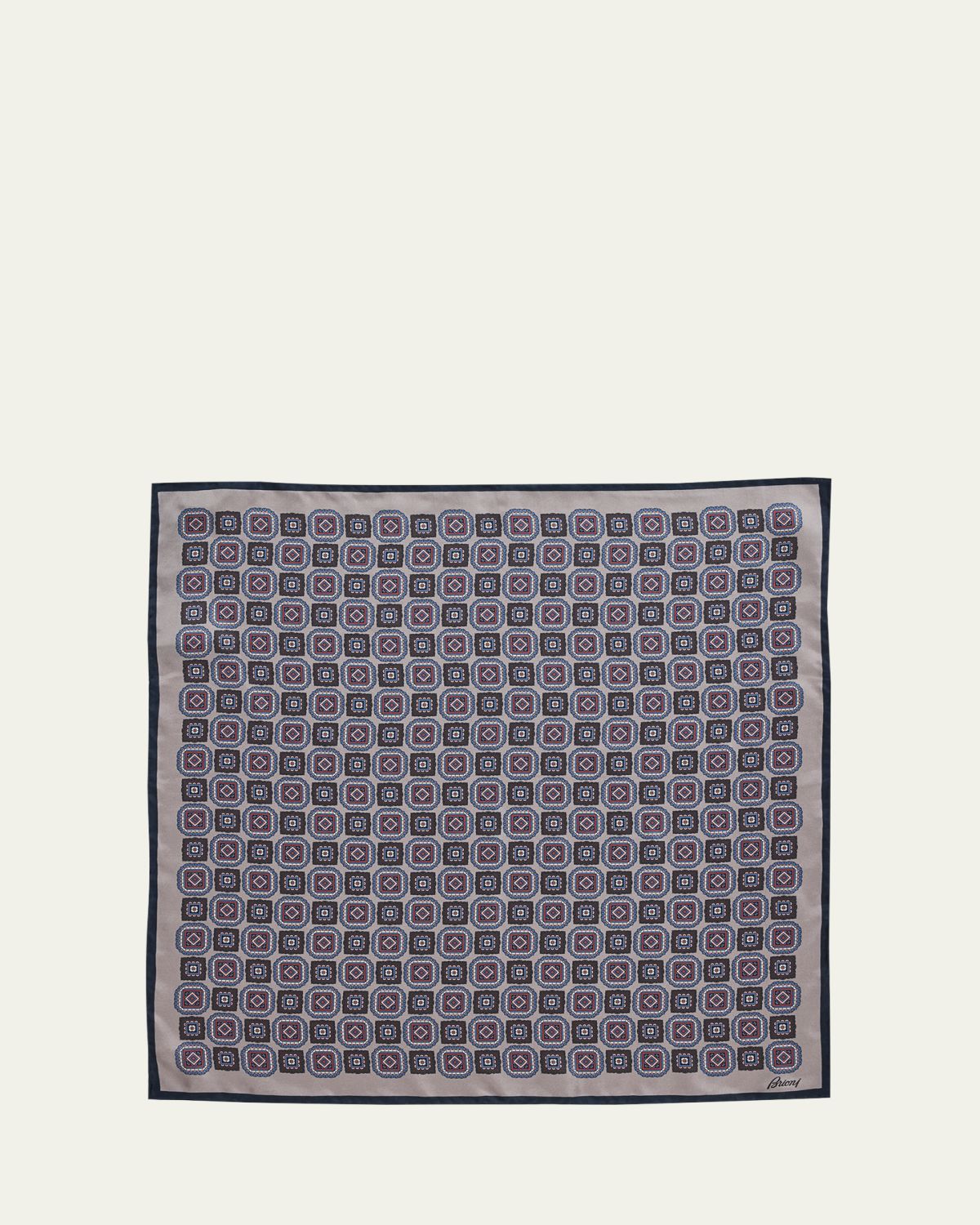 Brioni Men's Medallion Print Silk Pocket Square