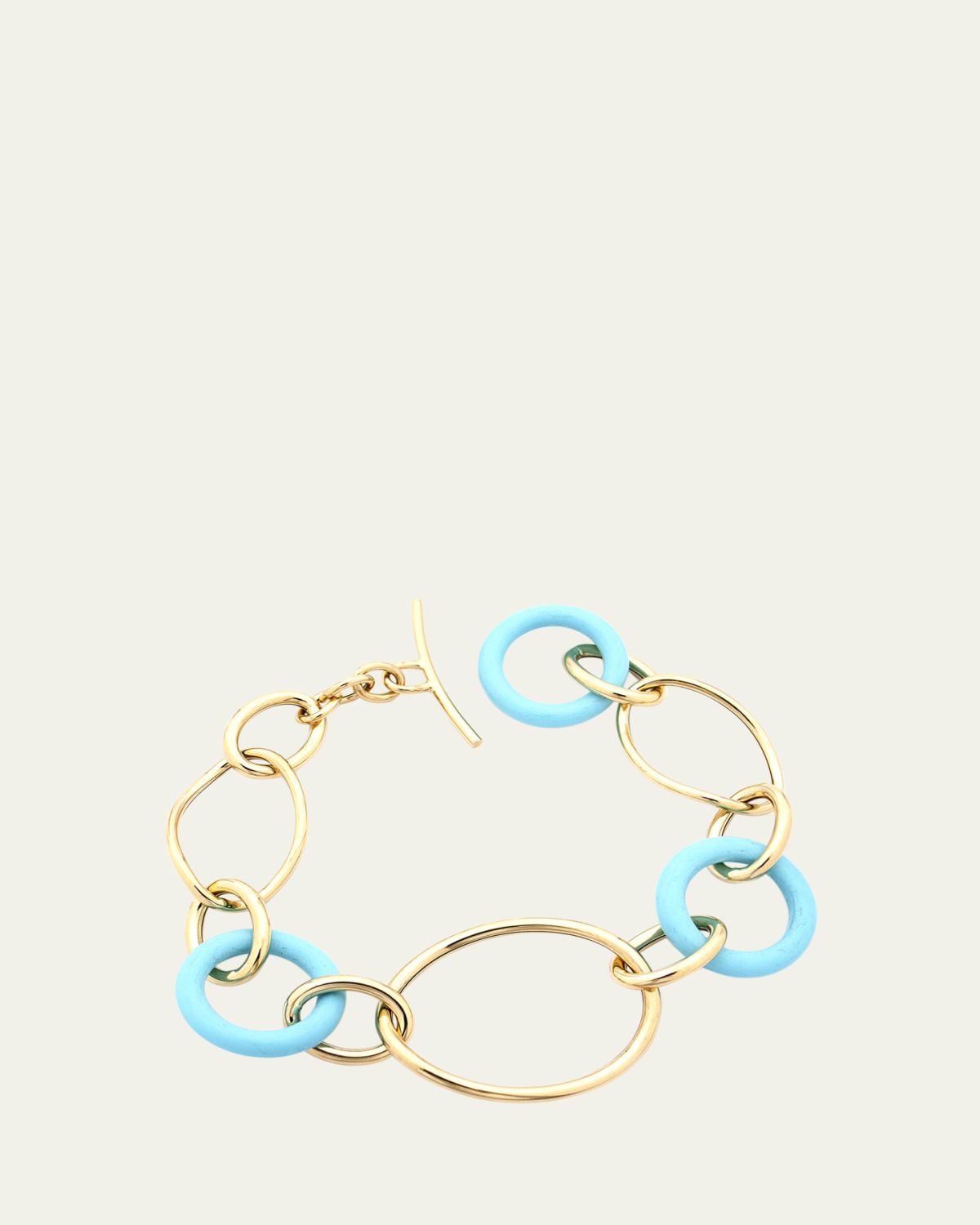 FARAONE MENNELLA by R.F.M.A.S. 18K Yellow Gold and Turquoise Link Stella Bracelet