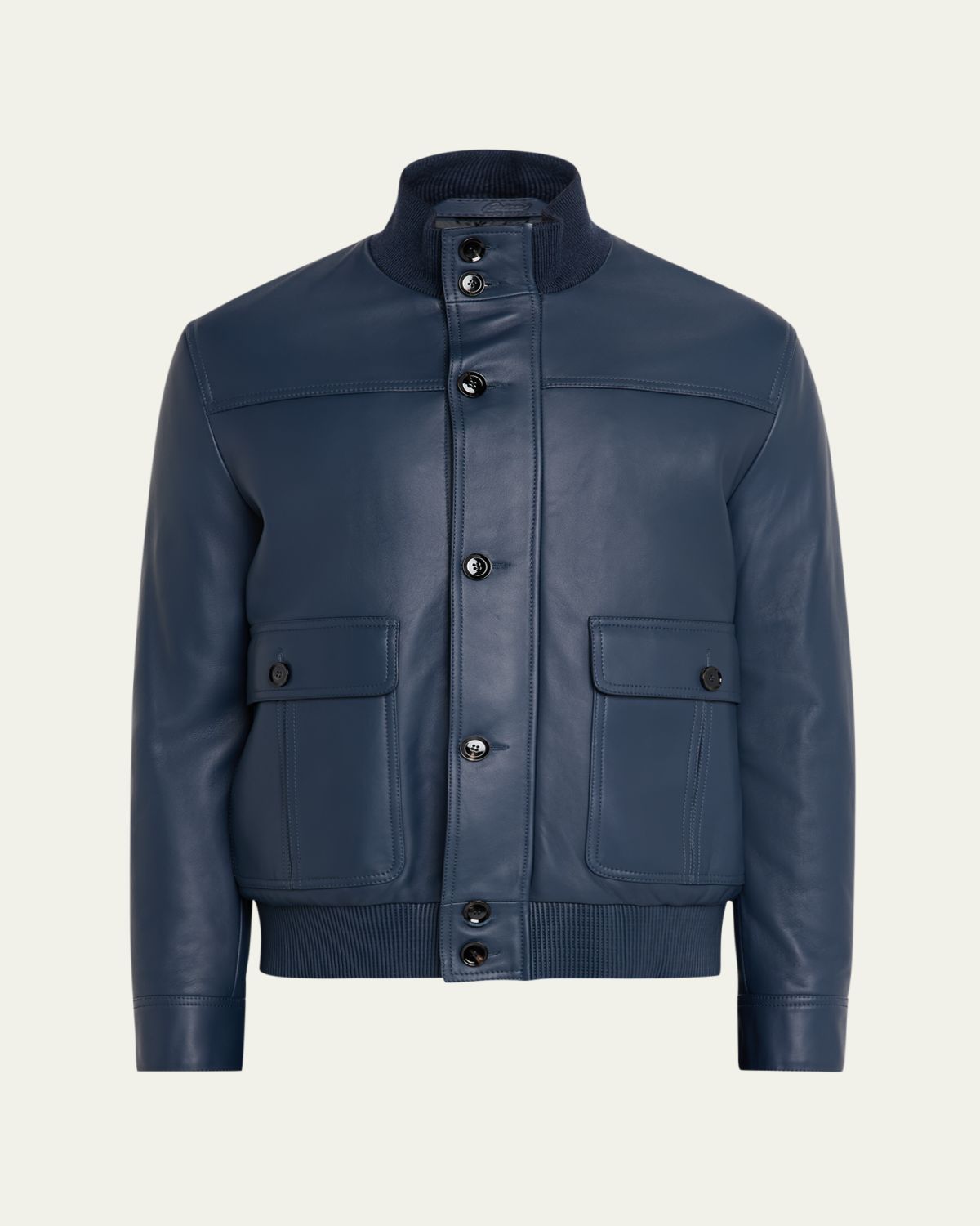 Brioni Men's Leather Button-Front Blouson