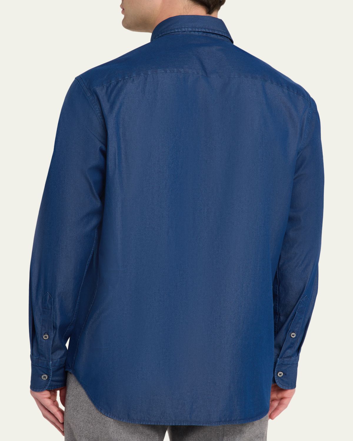 Brioni Men's Cotton Denim Casual Button-Down Shirt | Thumbnail 3 Brioni Men's Cotton Denim Casual Button-Down Shirt | Thumbnail 3