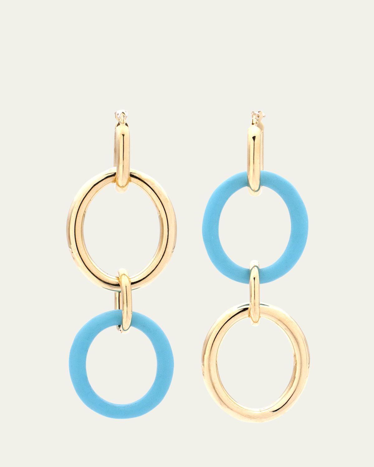 FARAONE MENNELLA by R.F.M.A.S. 18K Yellow Gold Small Turquoise Interchangeable Drop Earrings
