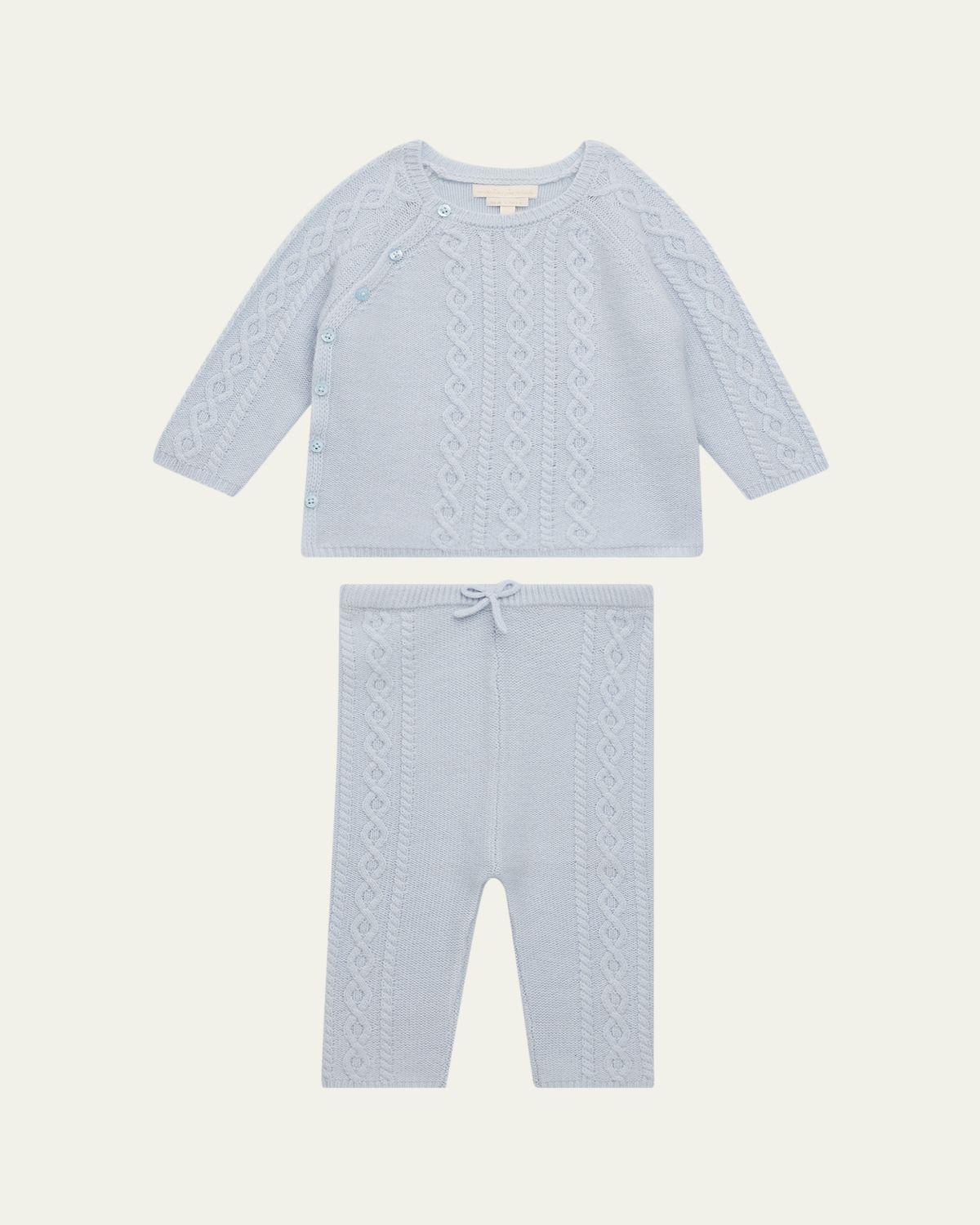 Marie Chantal Bowen Cable-Knit Cardigan & Leggings Set, Size 3M-24M