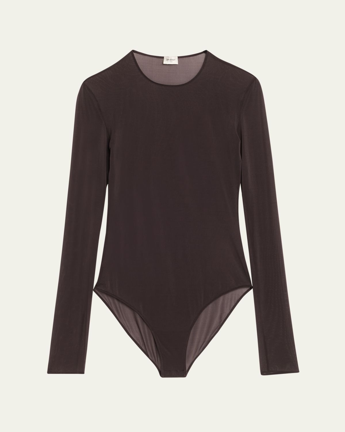 Saint Laurent Sheer Knit Long-Sleeve Bodysuit