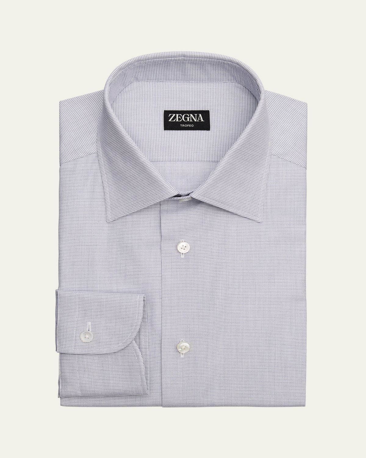ZEGNA Men's Trofeo Cotton Nano Check Dress Shirt | Thumbnail 3 ZEGNA Men's Trofeo Cotton Nano Check Dress Shirt | Thumbnail 3