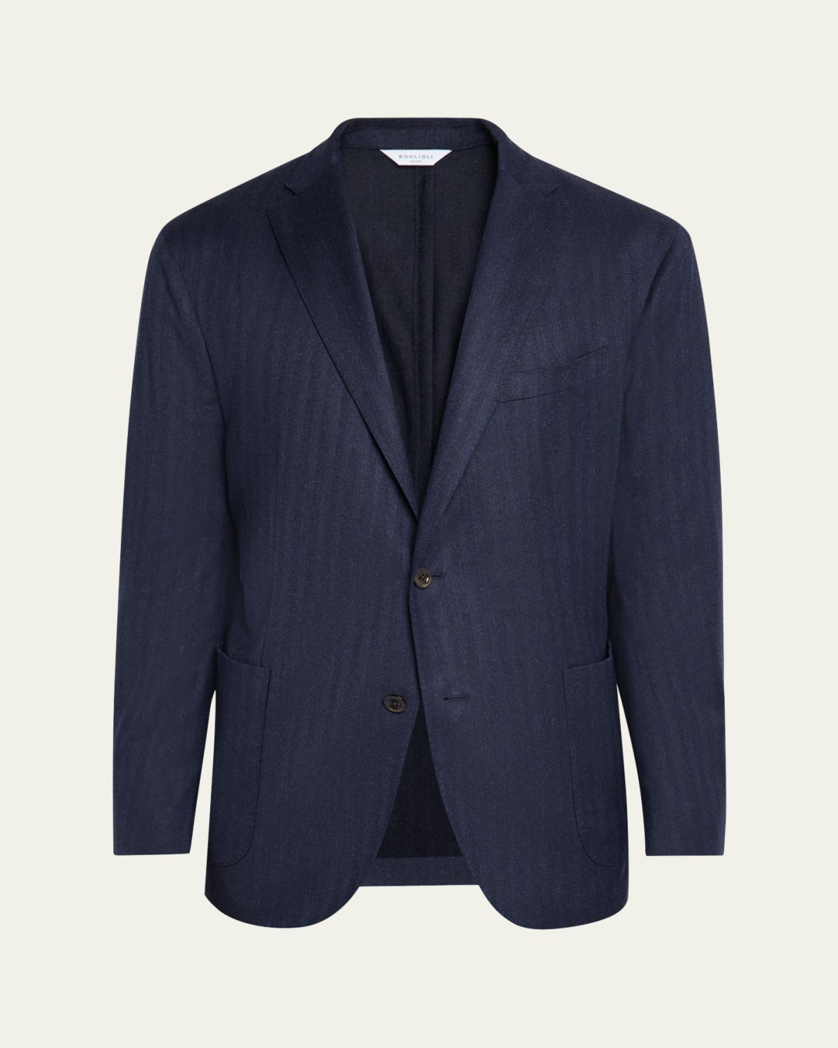 Boglioli Men's Wool and Silk Herringbone Notch-Lapel Sport Coat