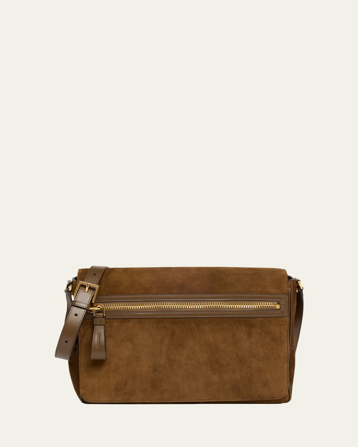 TOM FORD Men's Buckley Suede Large Flap Messenger Bag