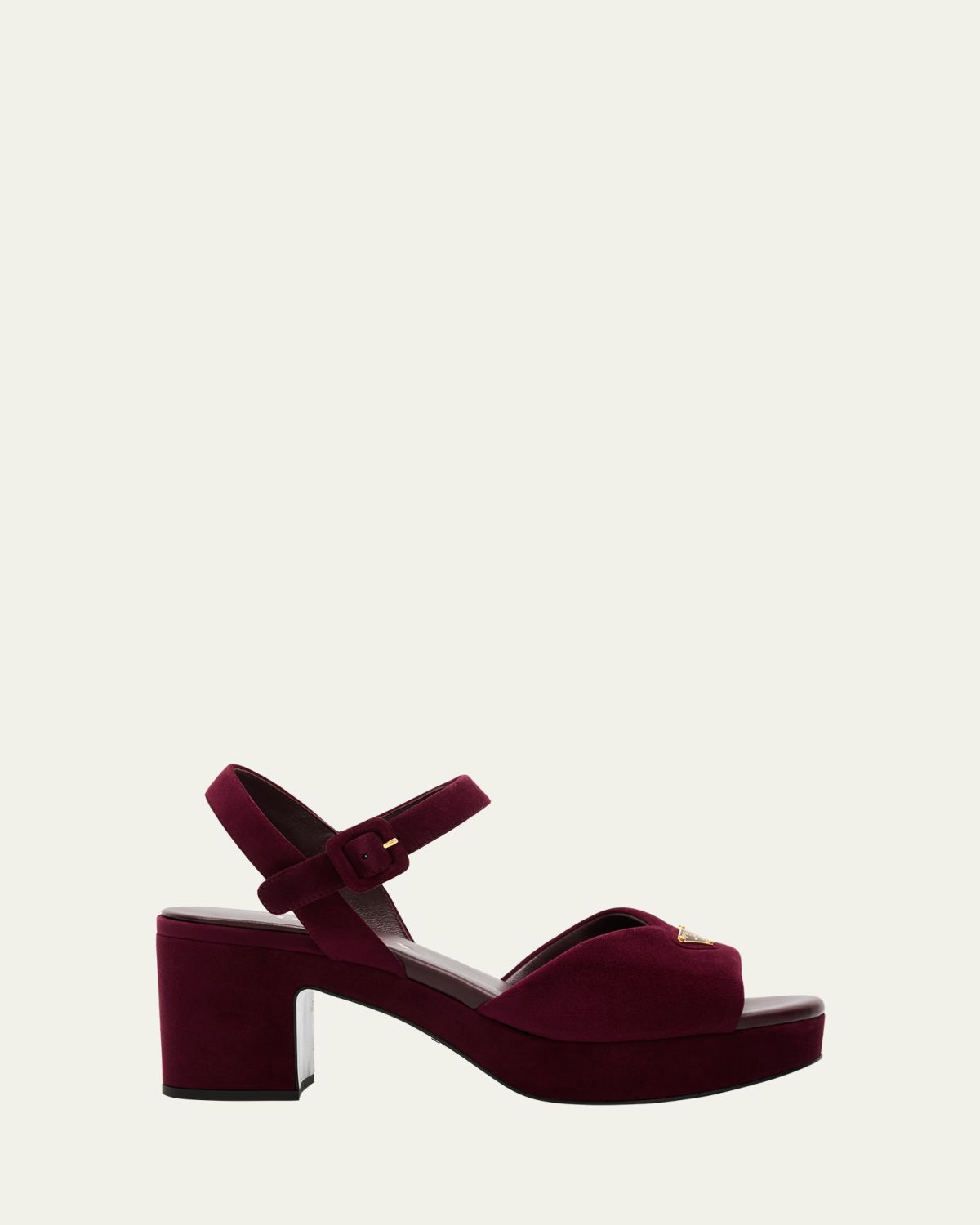 Prada Suede Triangle Logo Platform Sandals