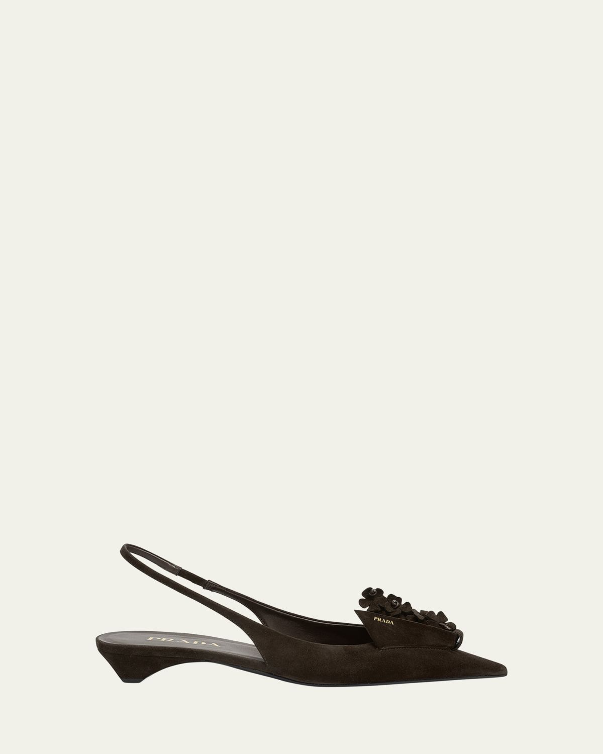Prada Suede Flower Slingback Pumps