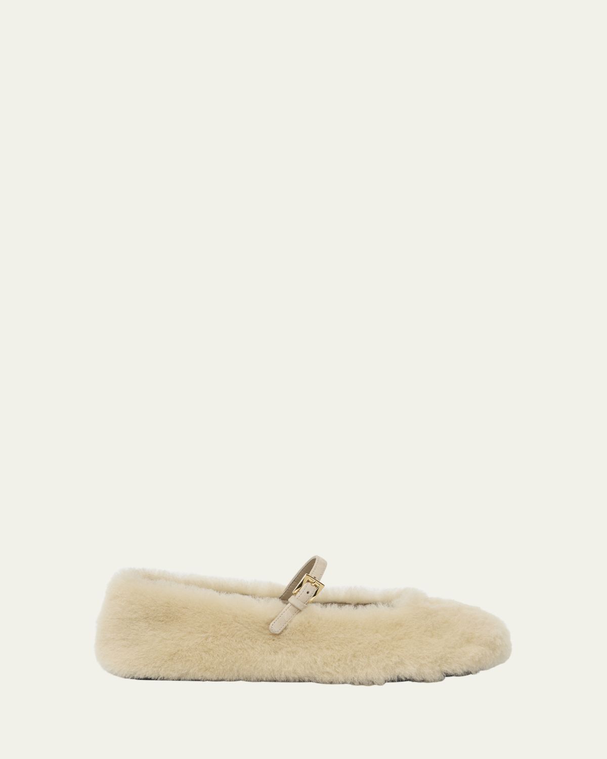 Prada Shearling Mary Jane Ballerina Flats
