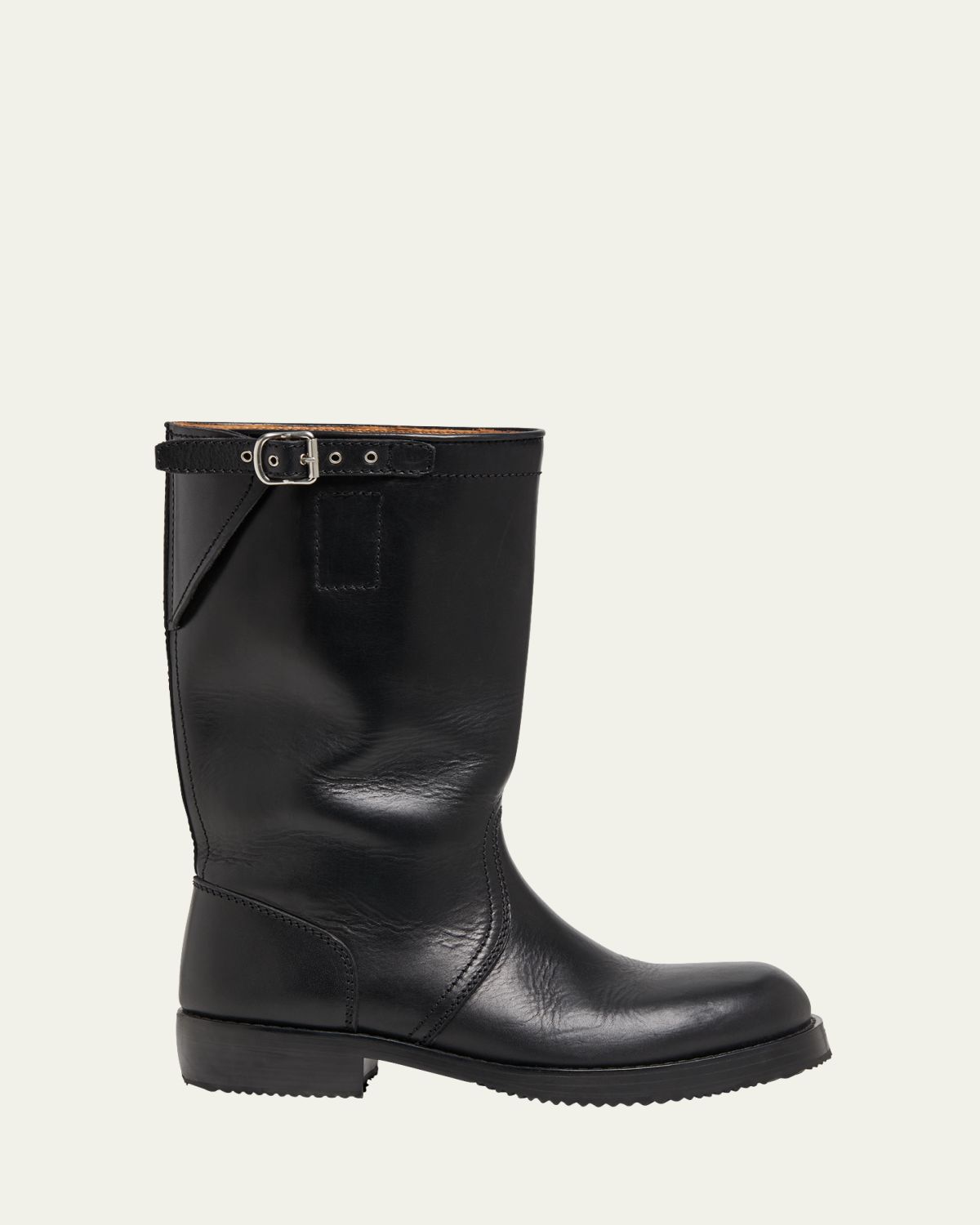 Dries Van Noten Men's Leather Side-Buckle Moto Boots