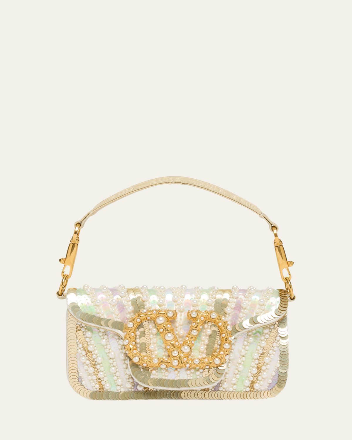 Valentino Garavani Loco Sequin-Embroidered Moire Top-Handle Bag