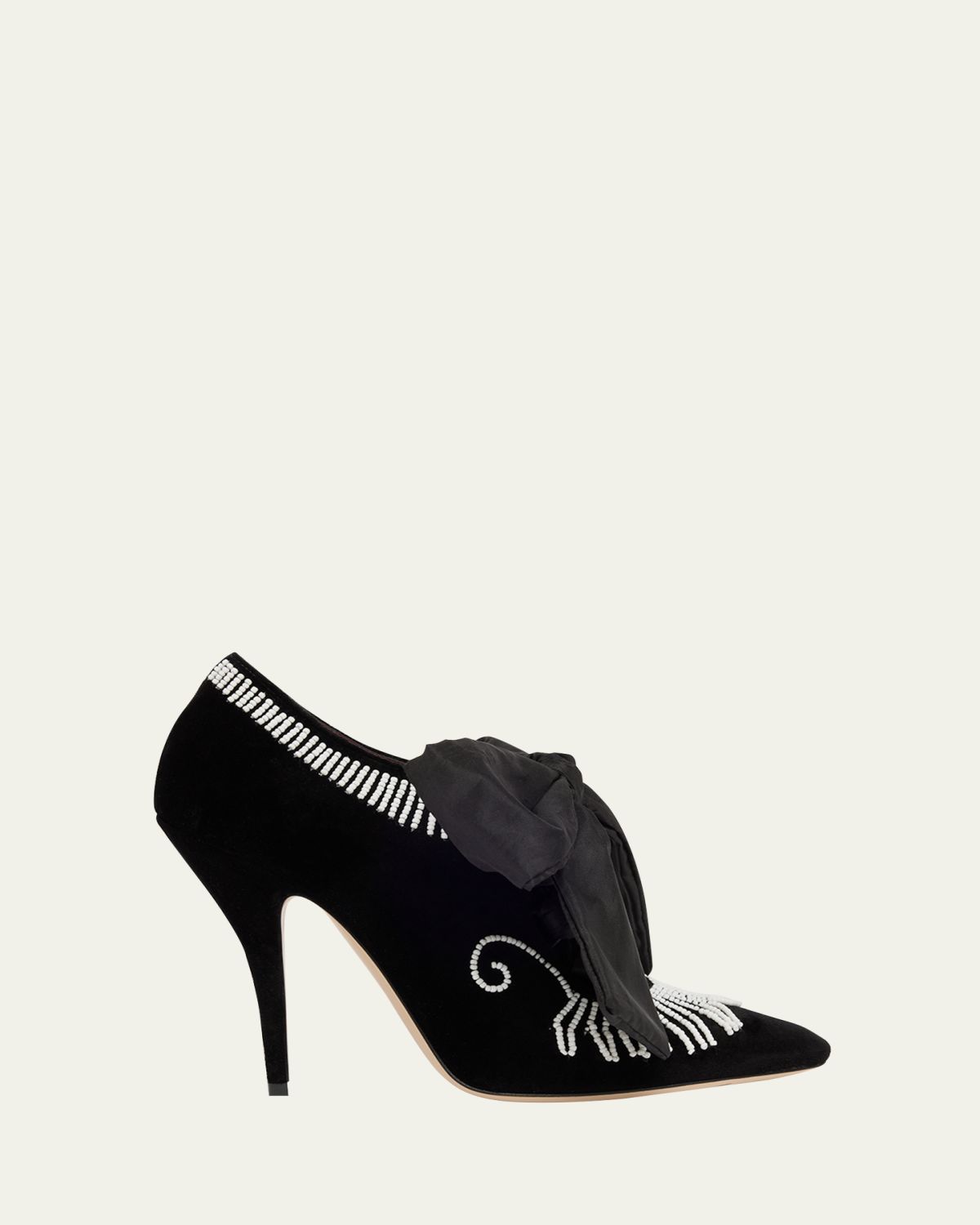 Valentino Garavani Rockoco Beaded Lace-Up Velvet Pumps
