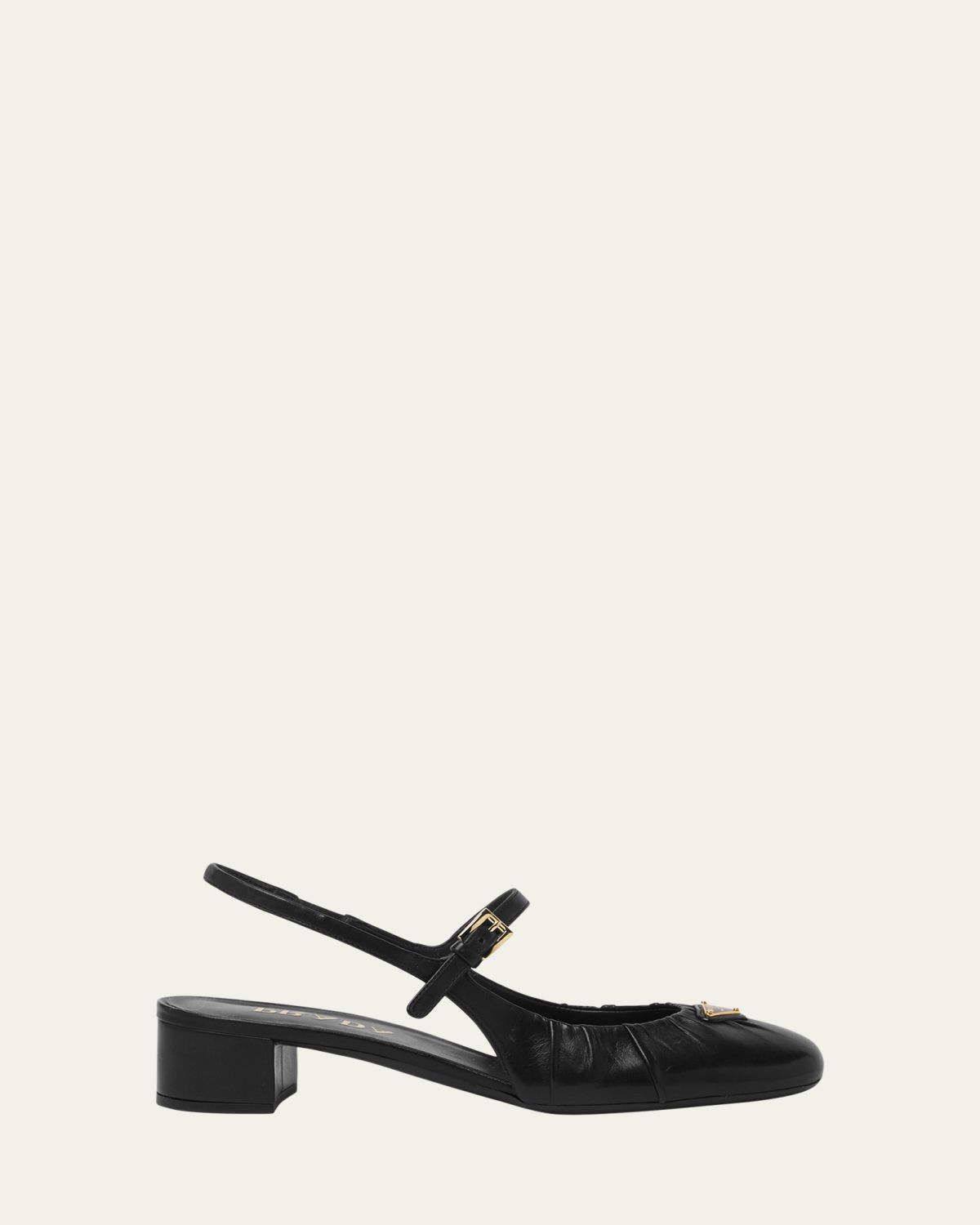 Prada Ruched Toe Mary Jane Leather Pumps