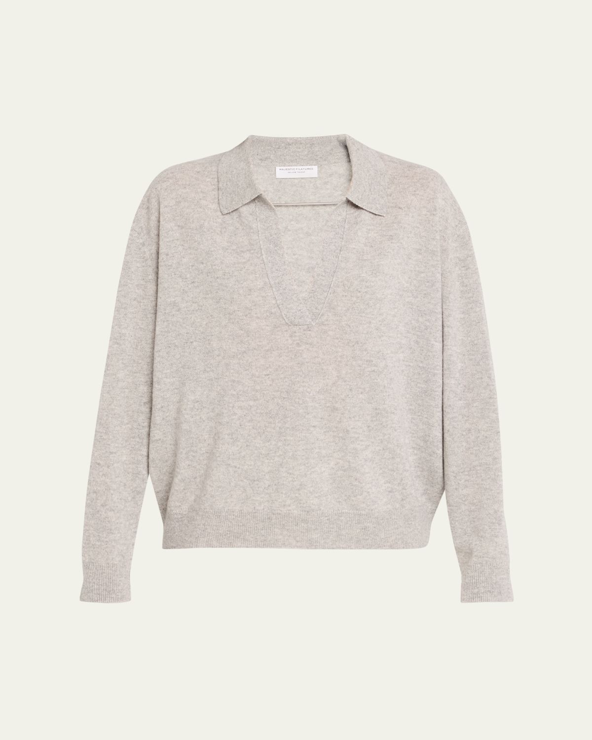 Majestic Filatures Cashmere Seamless Long-Sleeve Polo Sweater