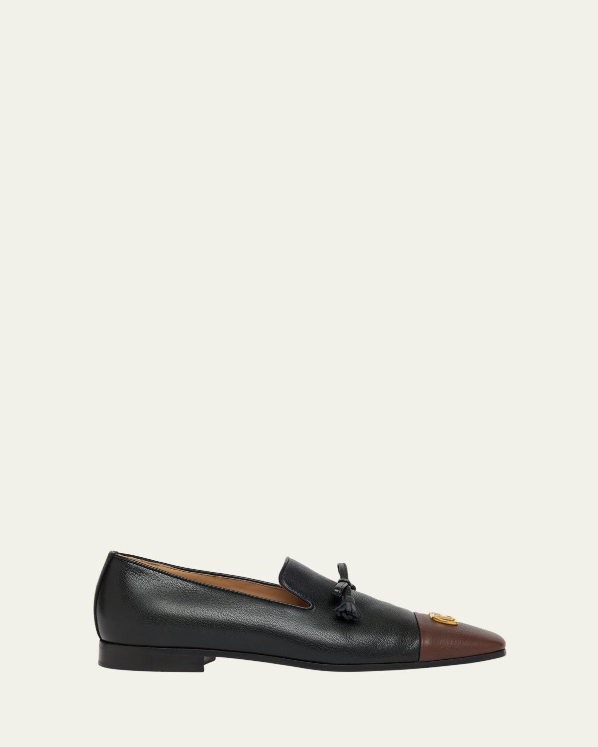Valentino Garavani Men's Babouchoes Goatskin Cap-Toe Loafers