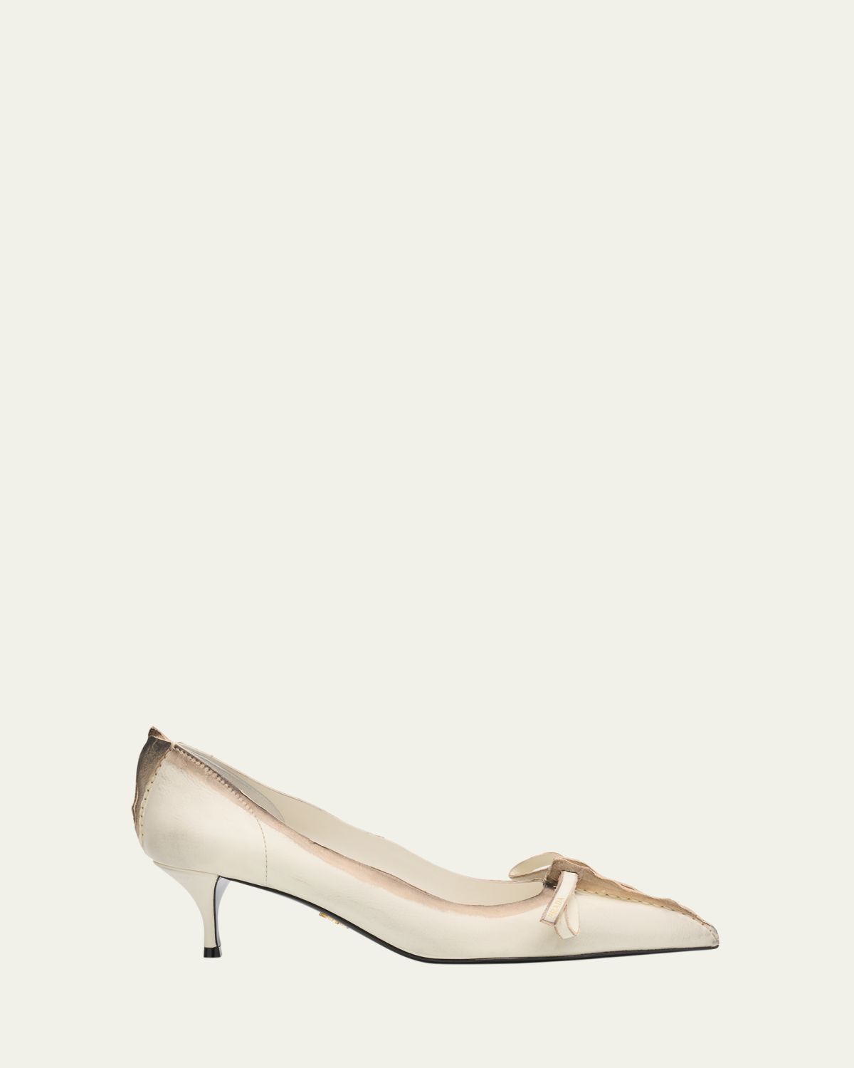 Prada Distressed Leather Pointed-Toe Pumps