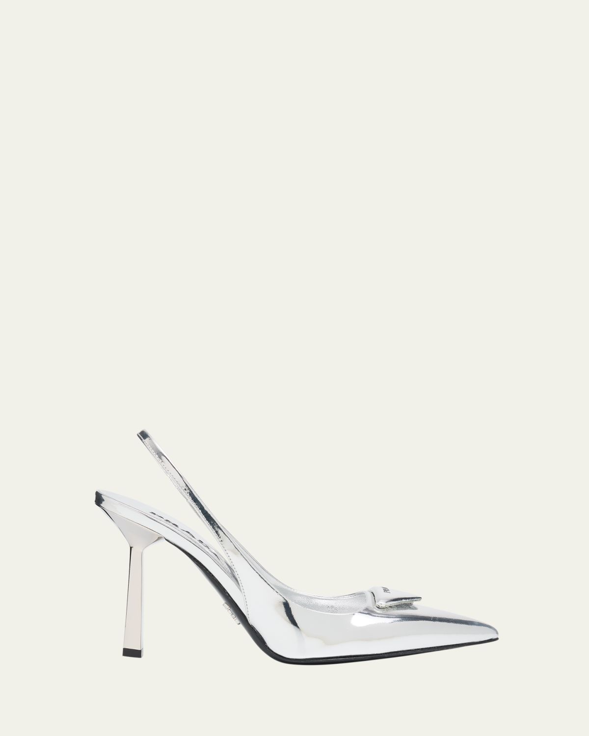 Prada Metallic Leather Padded Triangle Slingback Pumps