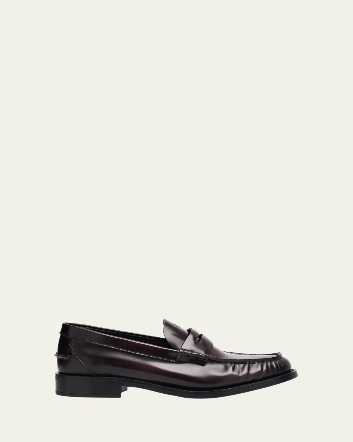 Prada Leather Ruched Penny Loafers