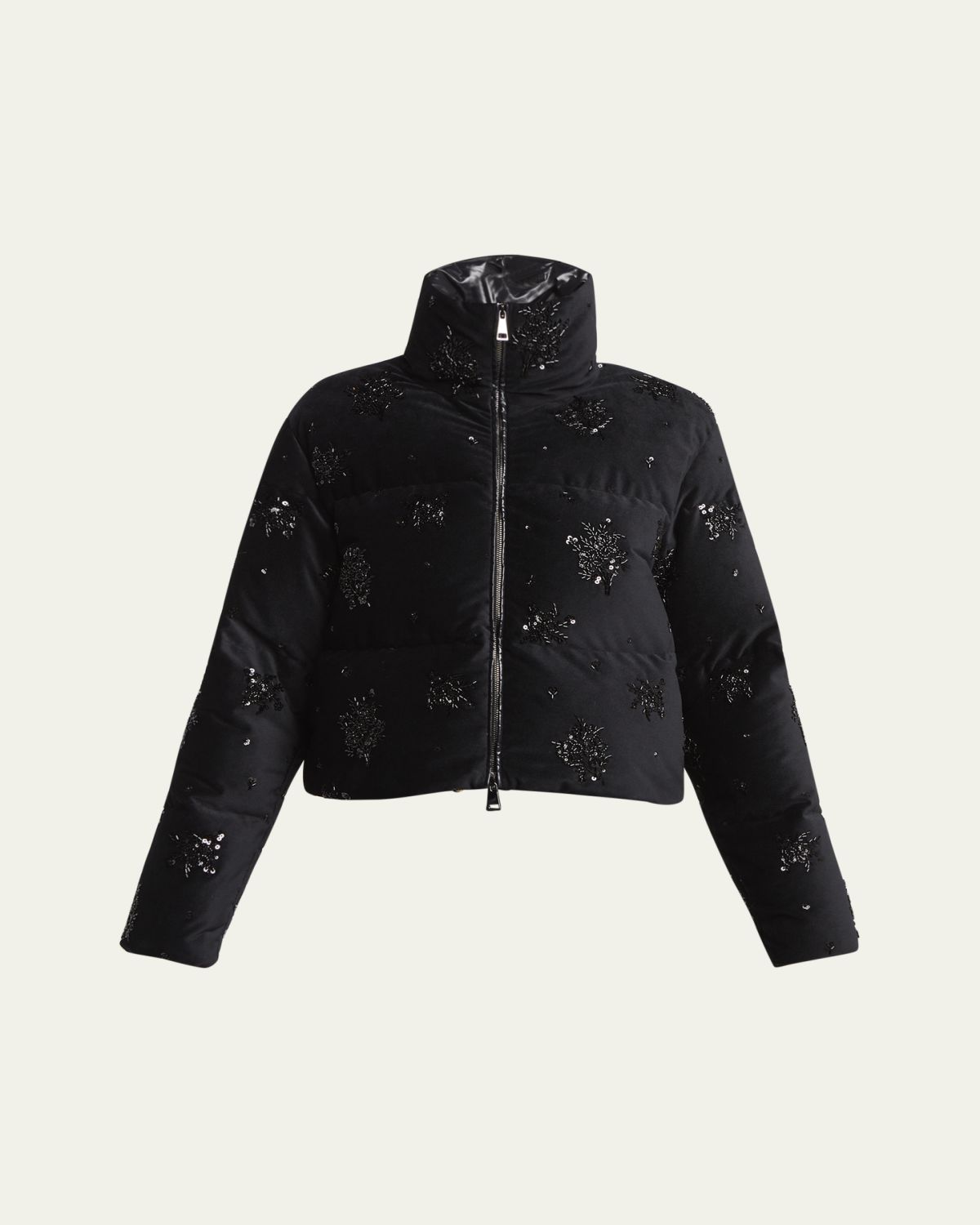Moncler Nelles Embellished Down Puffer Jacket