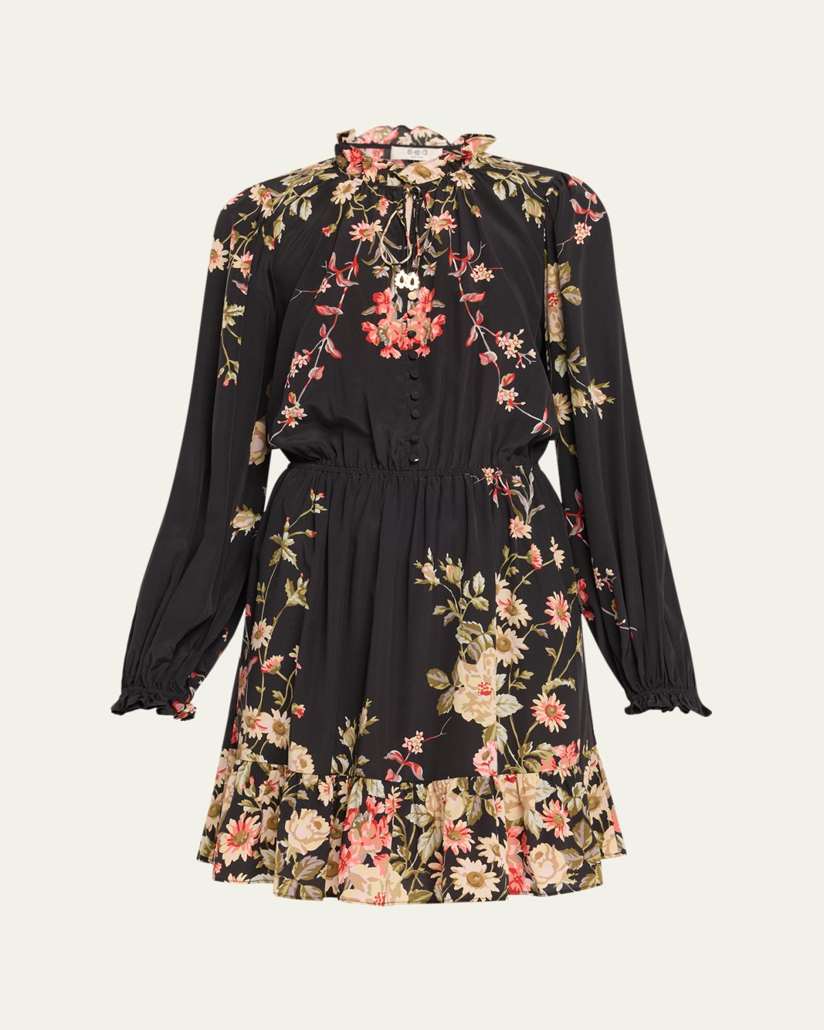 Sea Jolie Floral Long-Sleeve Mini Dress