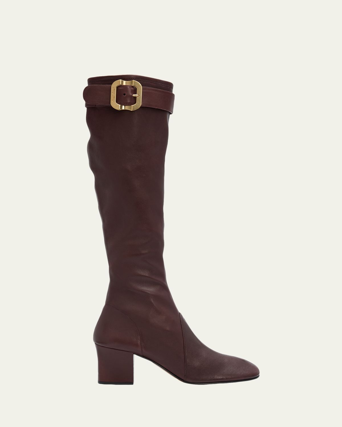 Miu Miu Stivali Stretch Leather Buckle Over-The-Knee Boots