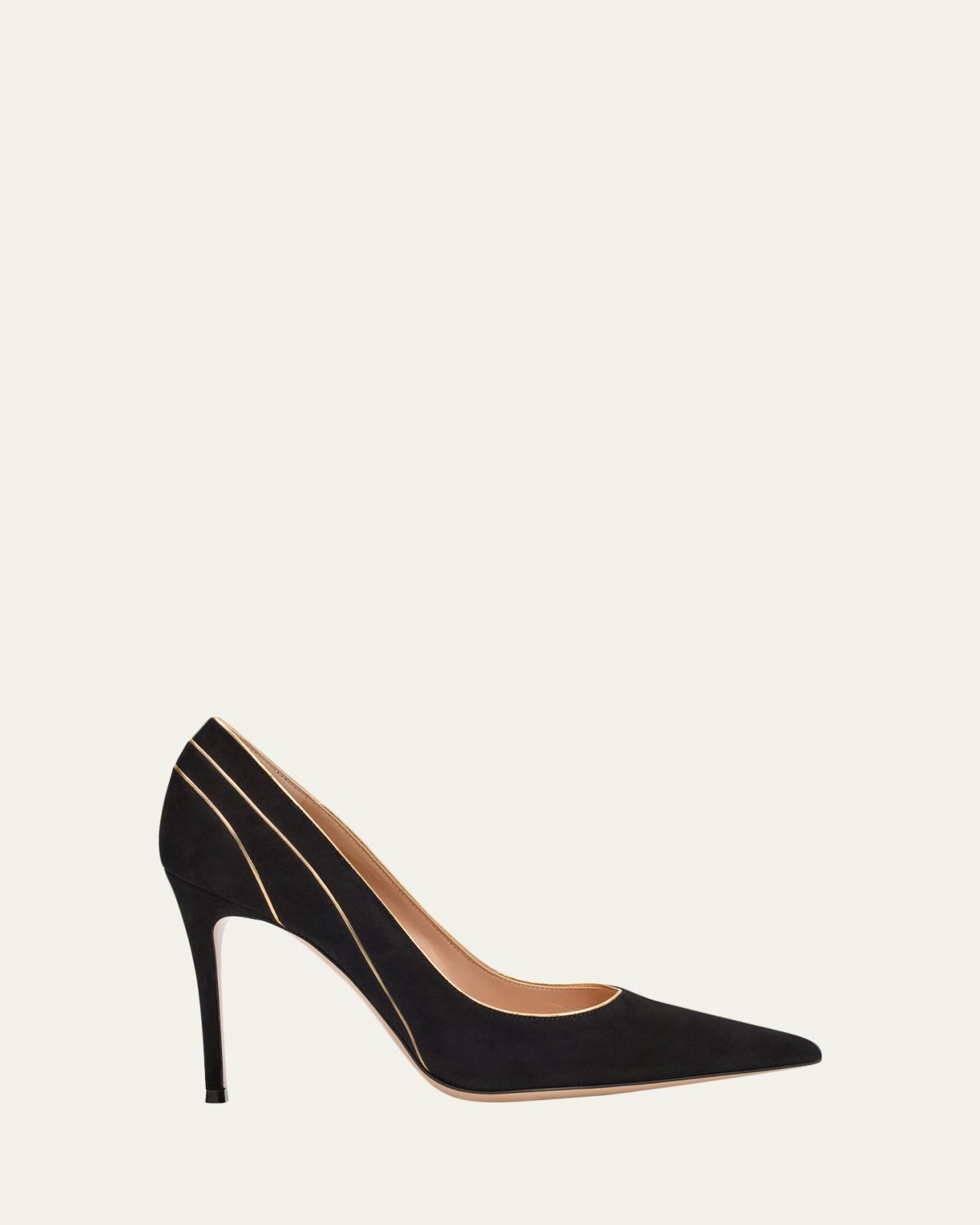 Gianvito Rossi Striped Suede Pointed-Toe Pumps