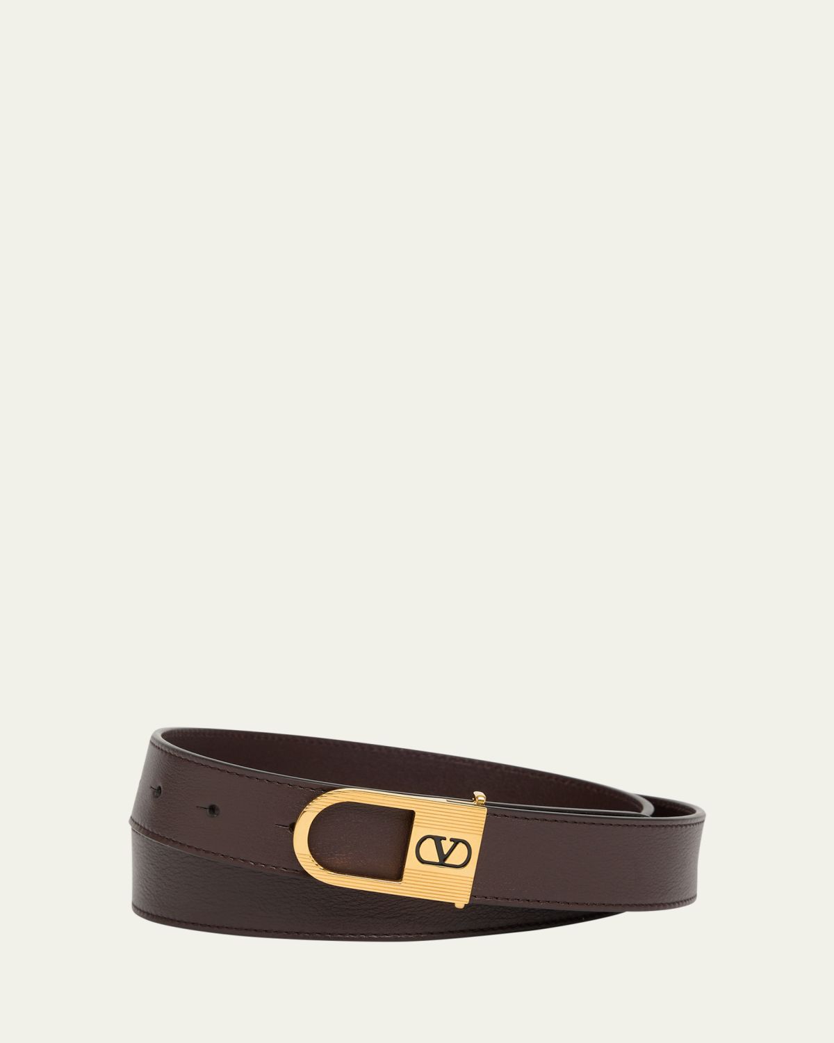 Valentino Garavani Men's Leather VLogo-Buckle Belt
