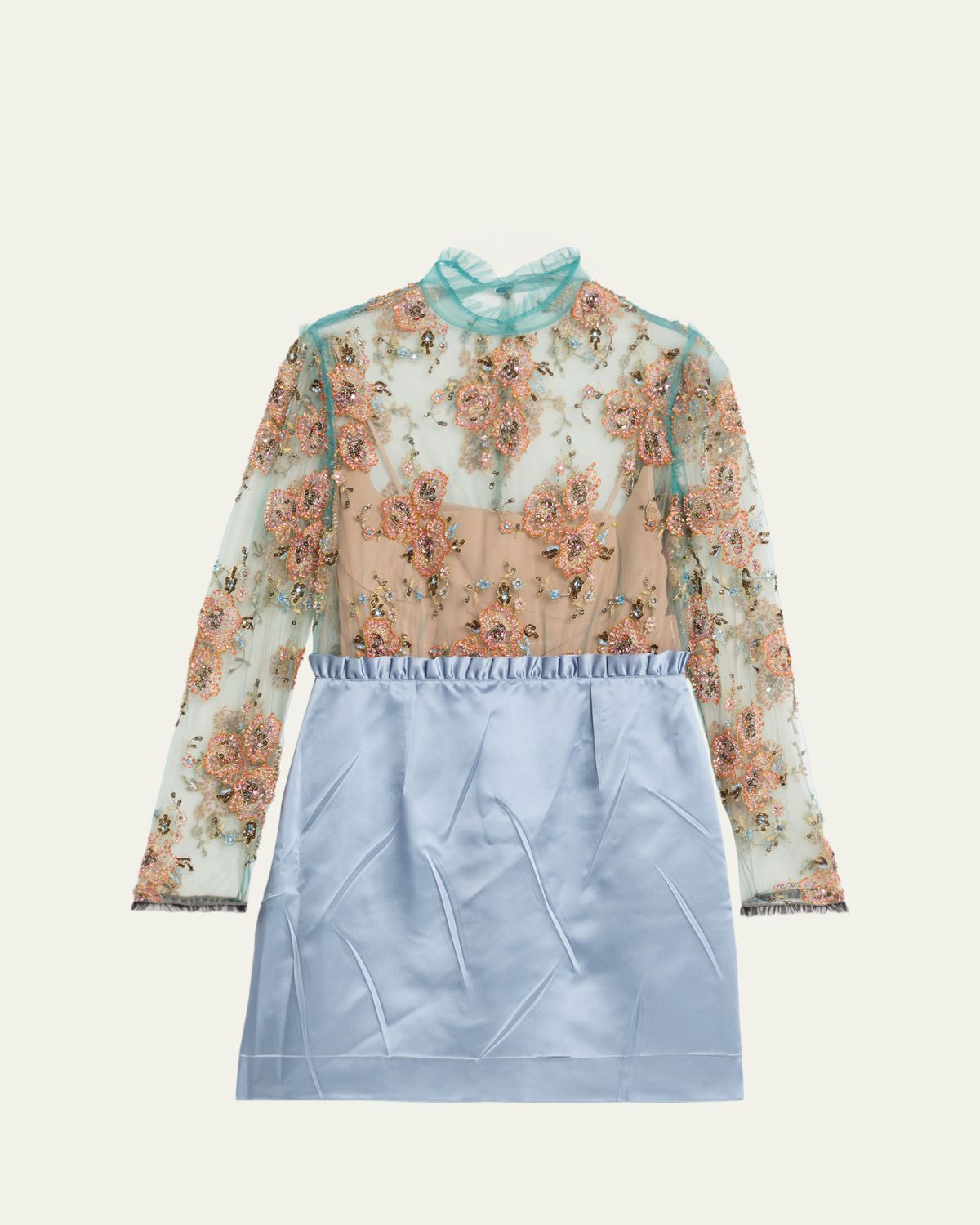 Valentino Garavani Crystal Embroidered Tulle And Satin Mini Dress