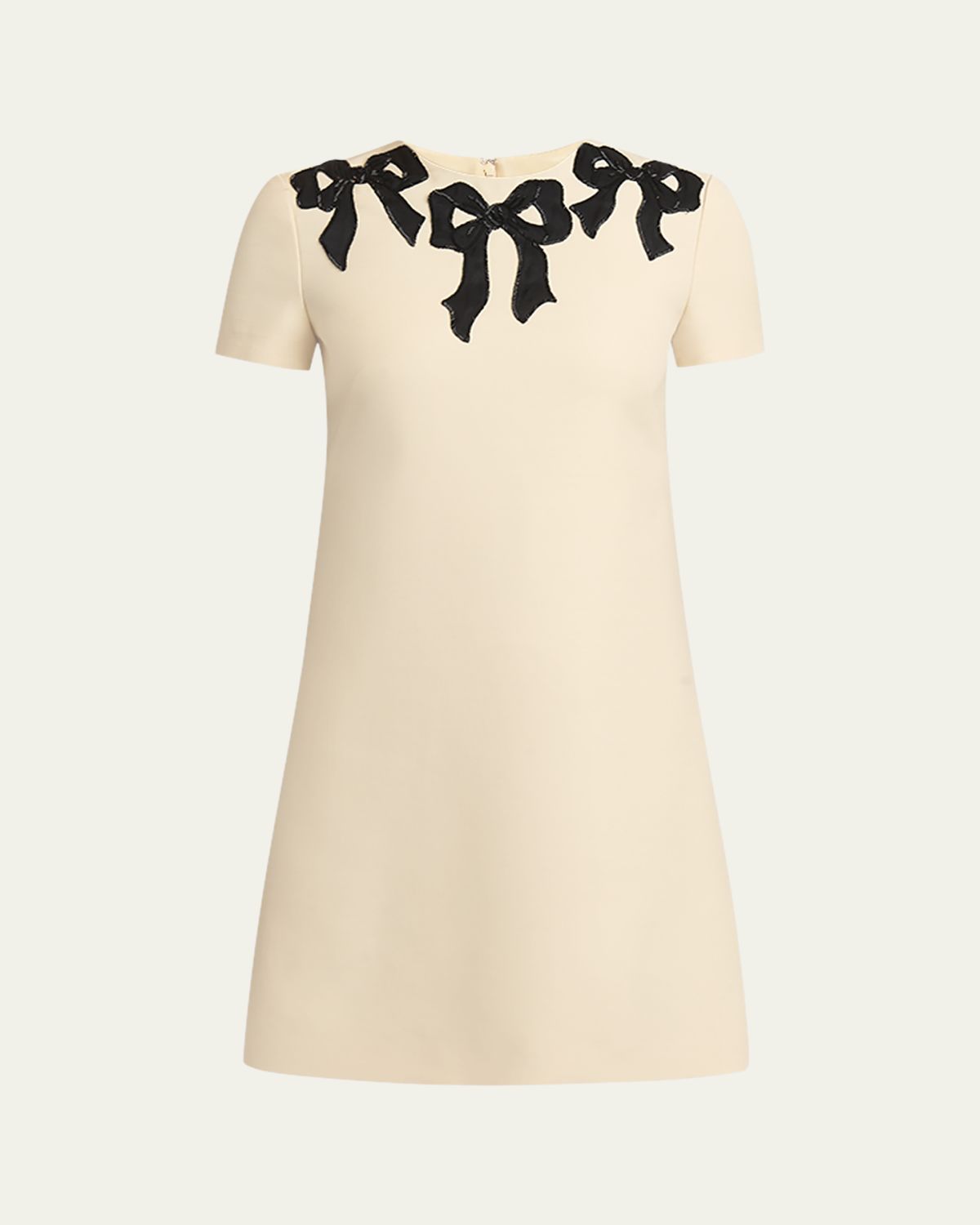 Valentino Garavani Embroidered Bow Satin Crepe Mini Dress