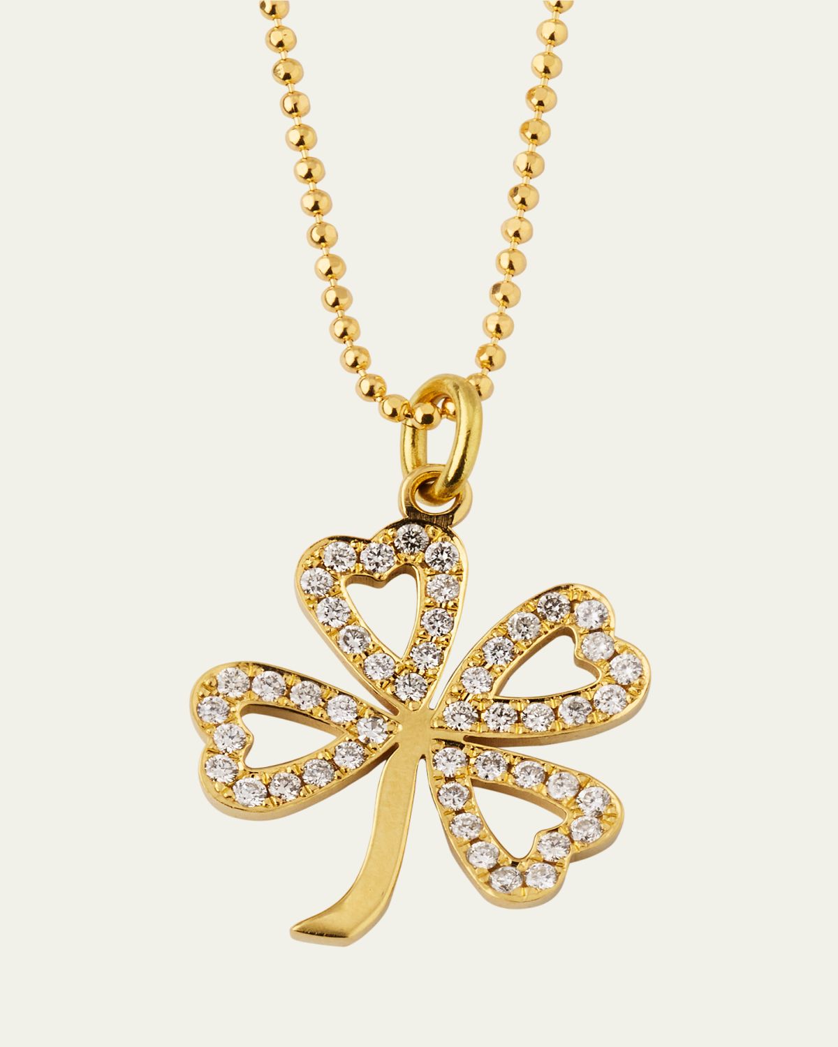 Jennifer Meyer 18K Large Diamond Open Clover Pendant Necklace