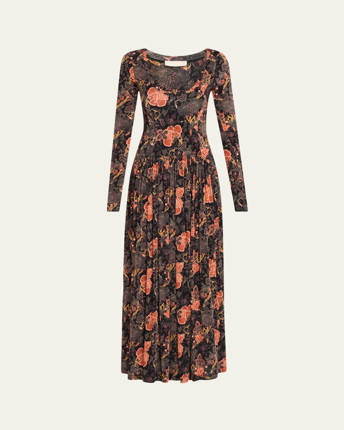Ulla Johnson Amal Printed Long-Sleeve Jersey Maxi Dress