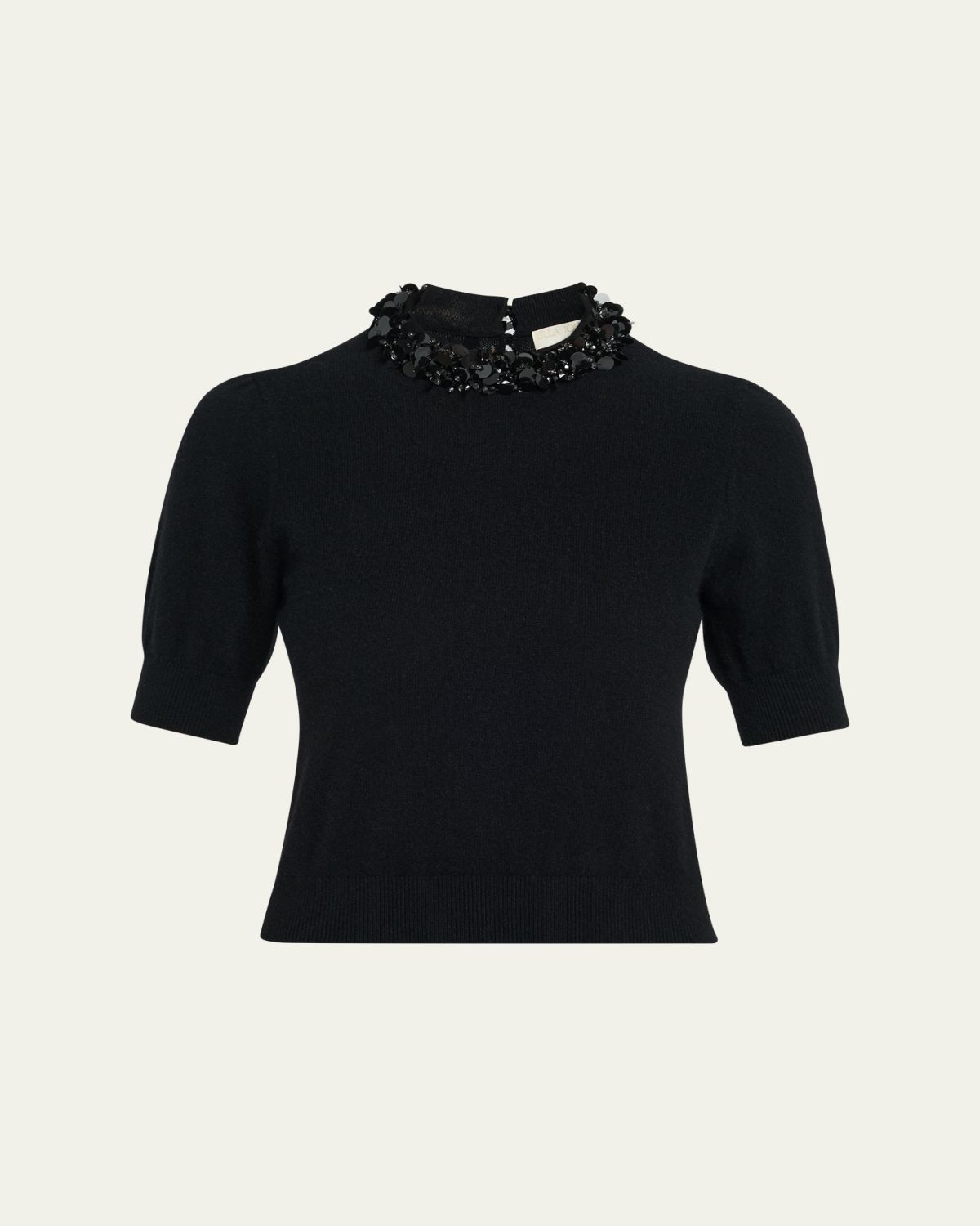 Ulla Johnson Liv Embroidered Short-Sleeve Cashmere Sweater