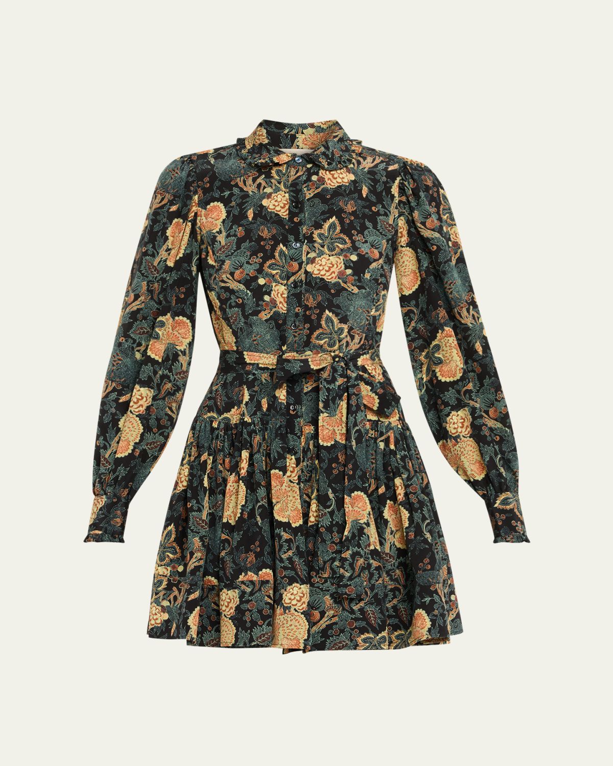 Ulla Johnson Simona Silk Long-Sleeve Mini Shirtdress